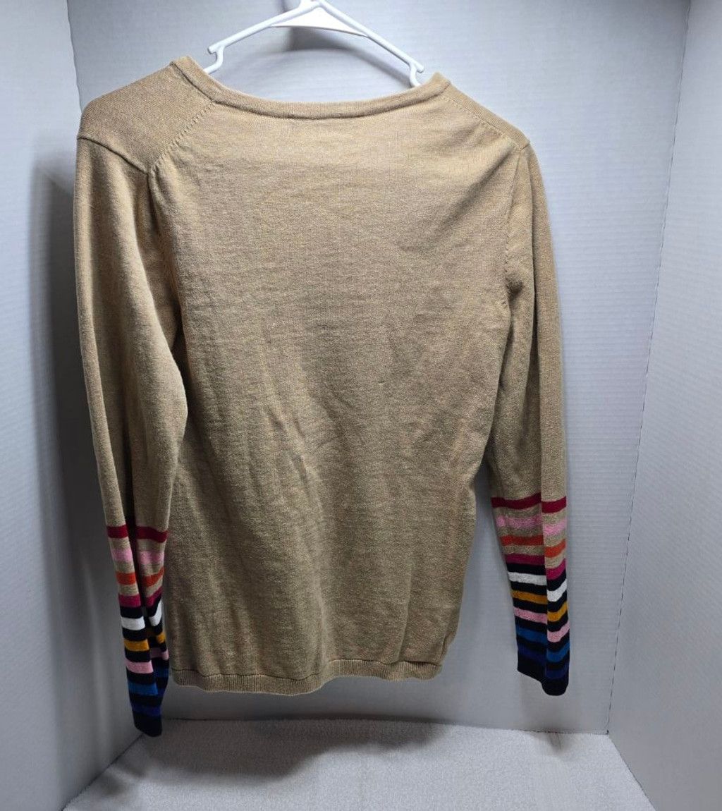 Tommy Hilfiger Women's Tommy Hilfiger V-Neck Sweater SP Beige with Stripes Size S / US 4 / IT 40 - 5 Thumbnail