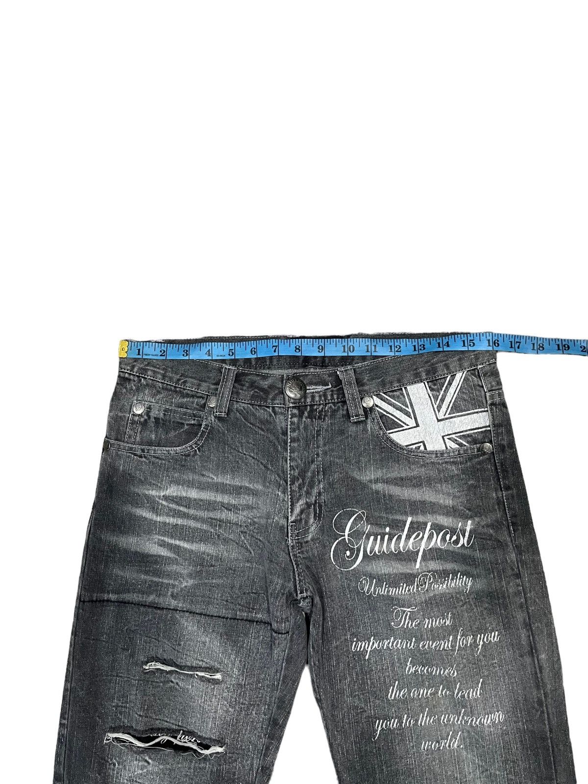 Japanese Brand Vintage Root Three Skull Distressed Jeans ! Rare Design Size US 32 / EU 48 - 17 Thumbnail