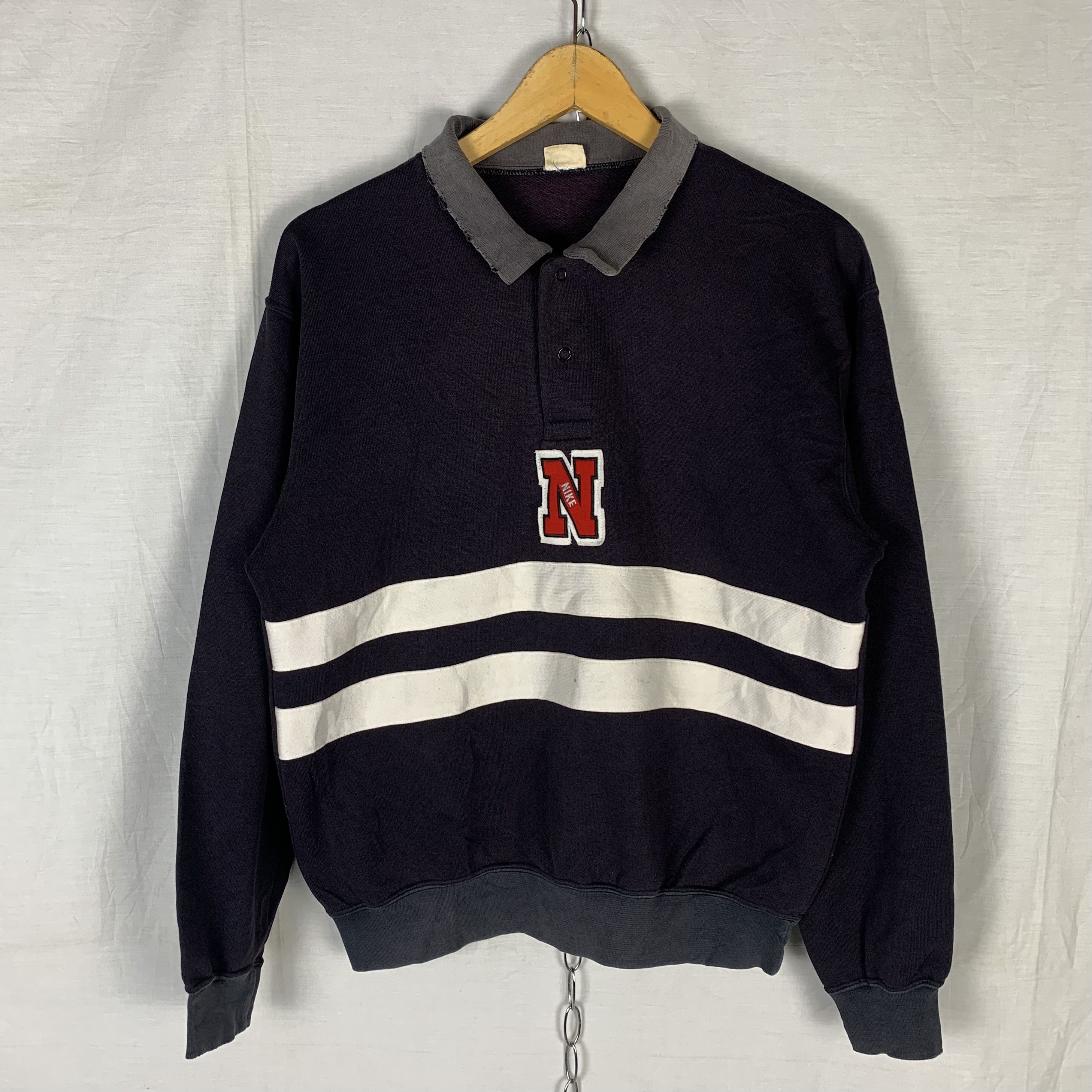 Nike Vintage 80s Nike Collared Sweatshirt Crewneck Size US S / EU 44-46 / 1 - 1 Thumbnail