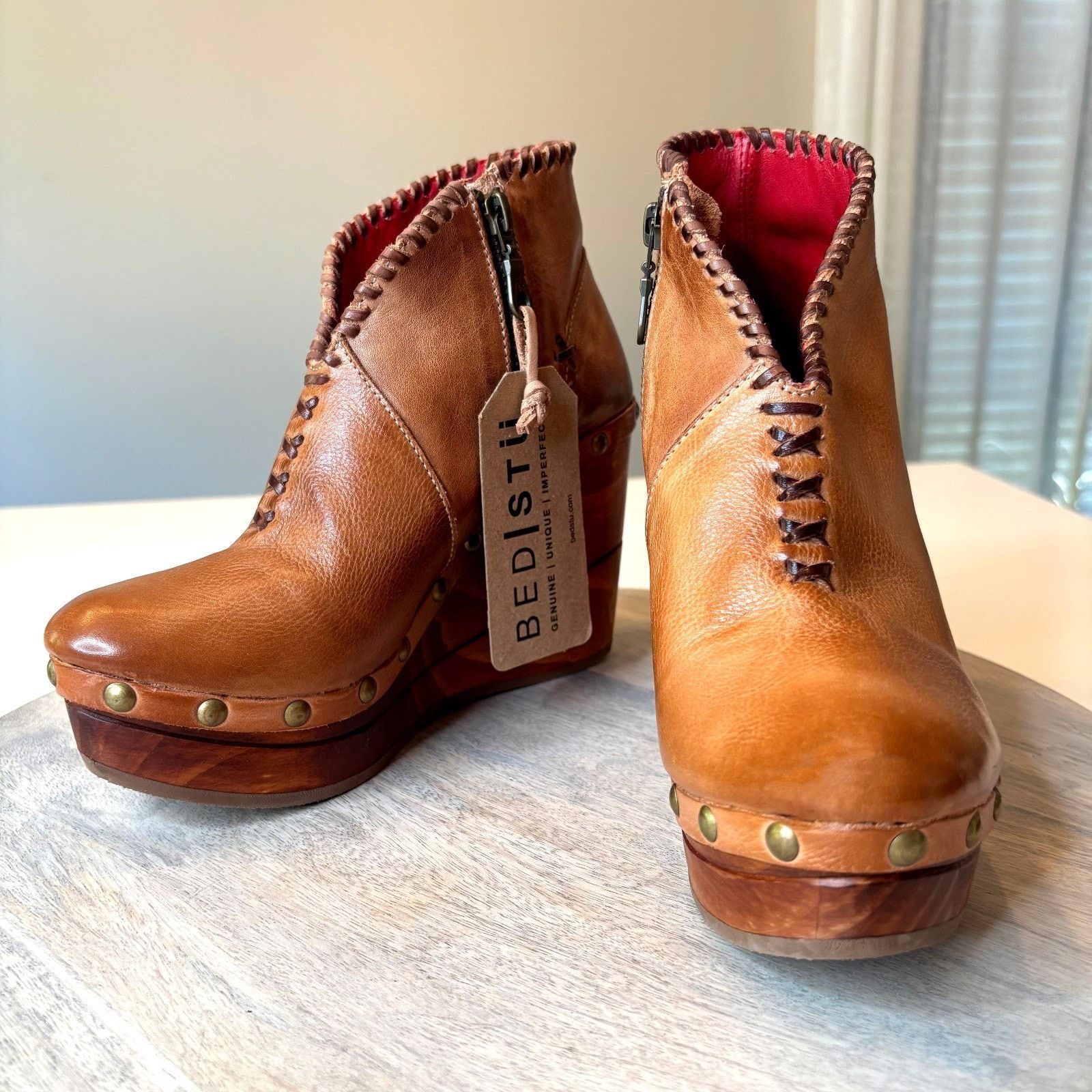 Bed Stu Bed Stu Marina Rustic Leather Wood Wedge Boot Bootie US 7 Size US 7 / IT 37 - 2 Thumbnail