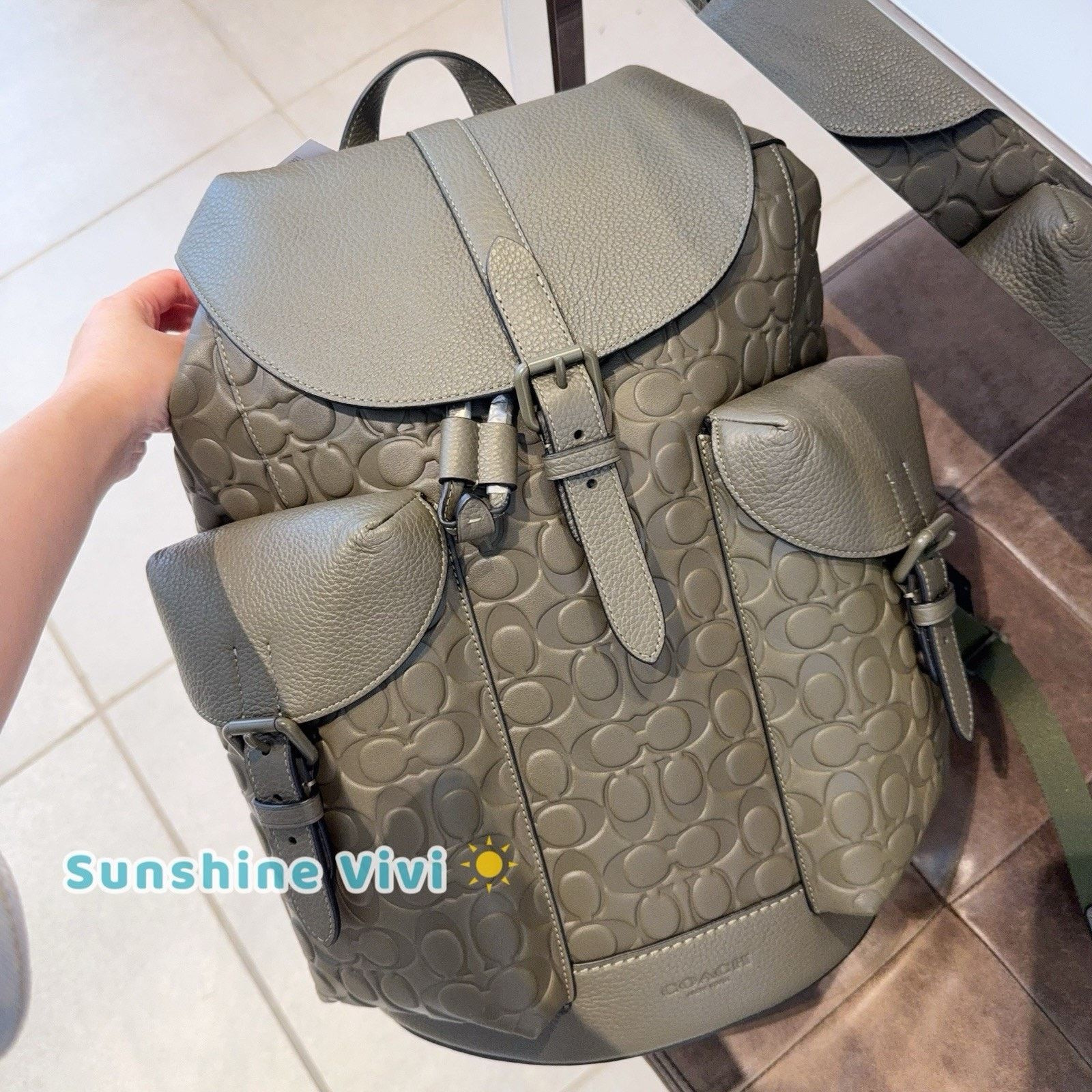 Coach NWT Coach MEN's Warner Backpack Leather CAK26 Olive | Grailed