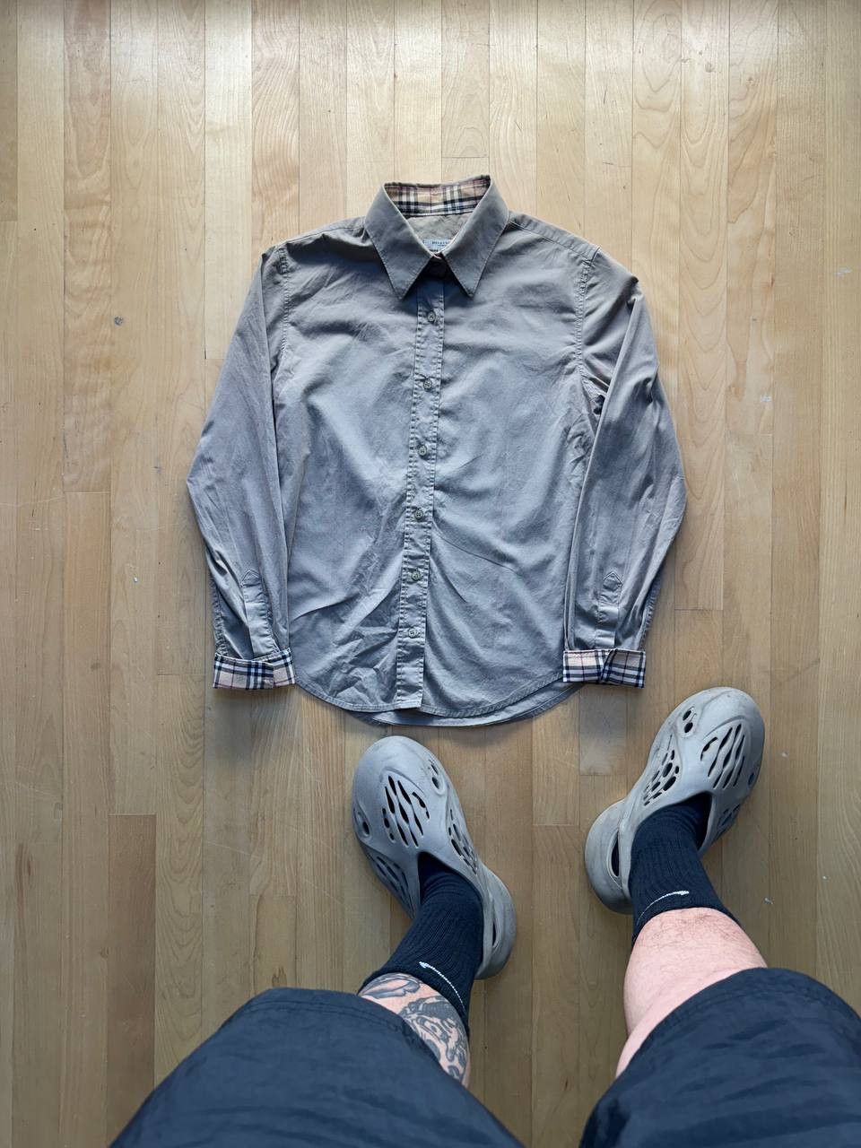Burberry × Vintage Rare Vintage Shirt Burberry London Olive Cell 90s Size US S / EU 44-46 / 1 - 1 Thumbnail
