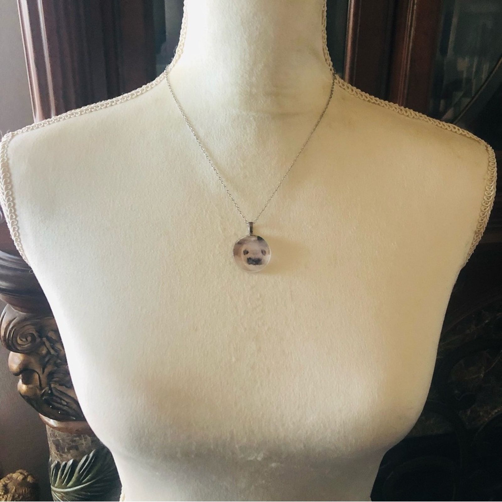 Handmade Handmade glass pug dog photo pendant on chain necklace Size ONE SIZE - 6 Thumbnail