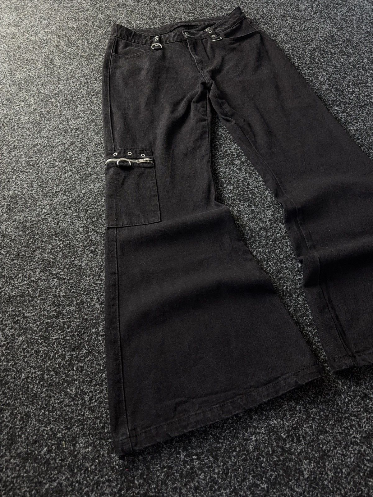 Japanese Brand Y2K Gothic Flare Pants Metal Hardware & Side Pocket Zip Size 32" / US 10 / IT 46 - 2 Thumbnail