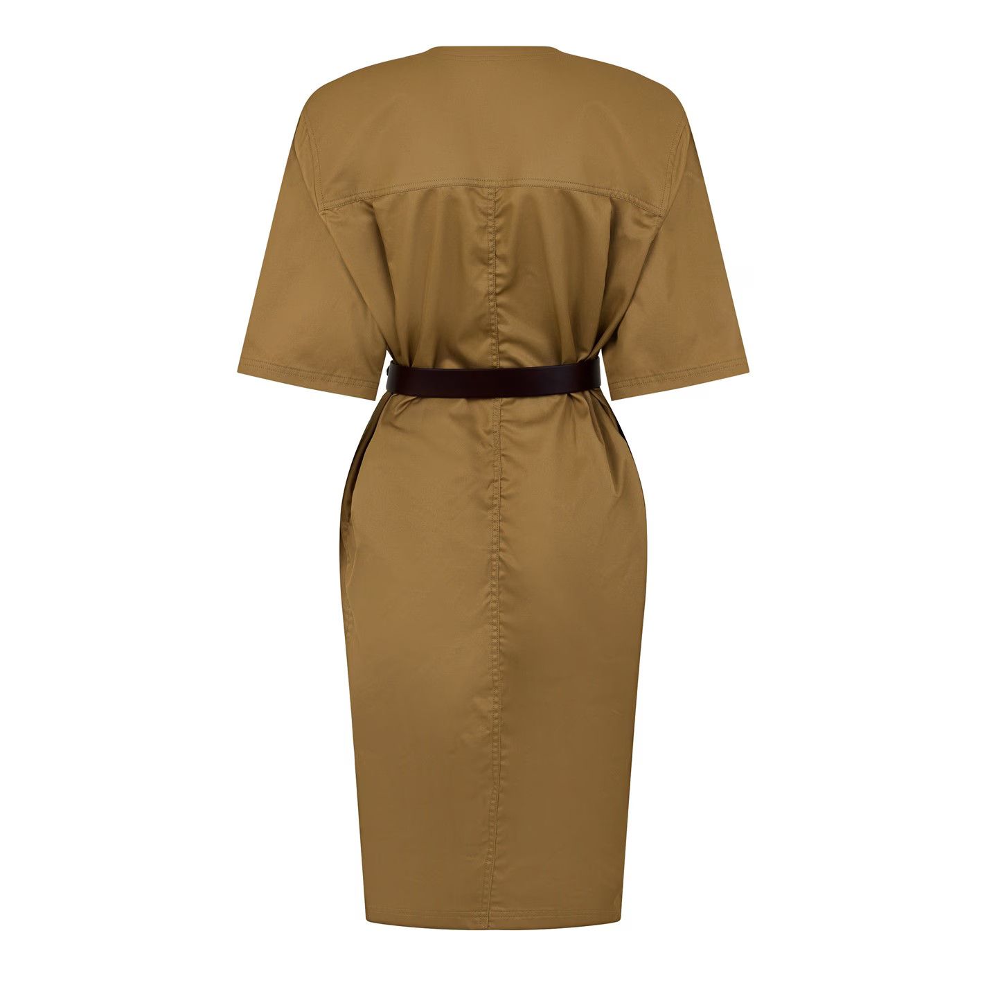 Saint Laurent Paris o1y0126 Belt Midi Dress in Beige Size M / US 6-8 / IT 42-44 - 2 Thumbnail