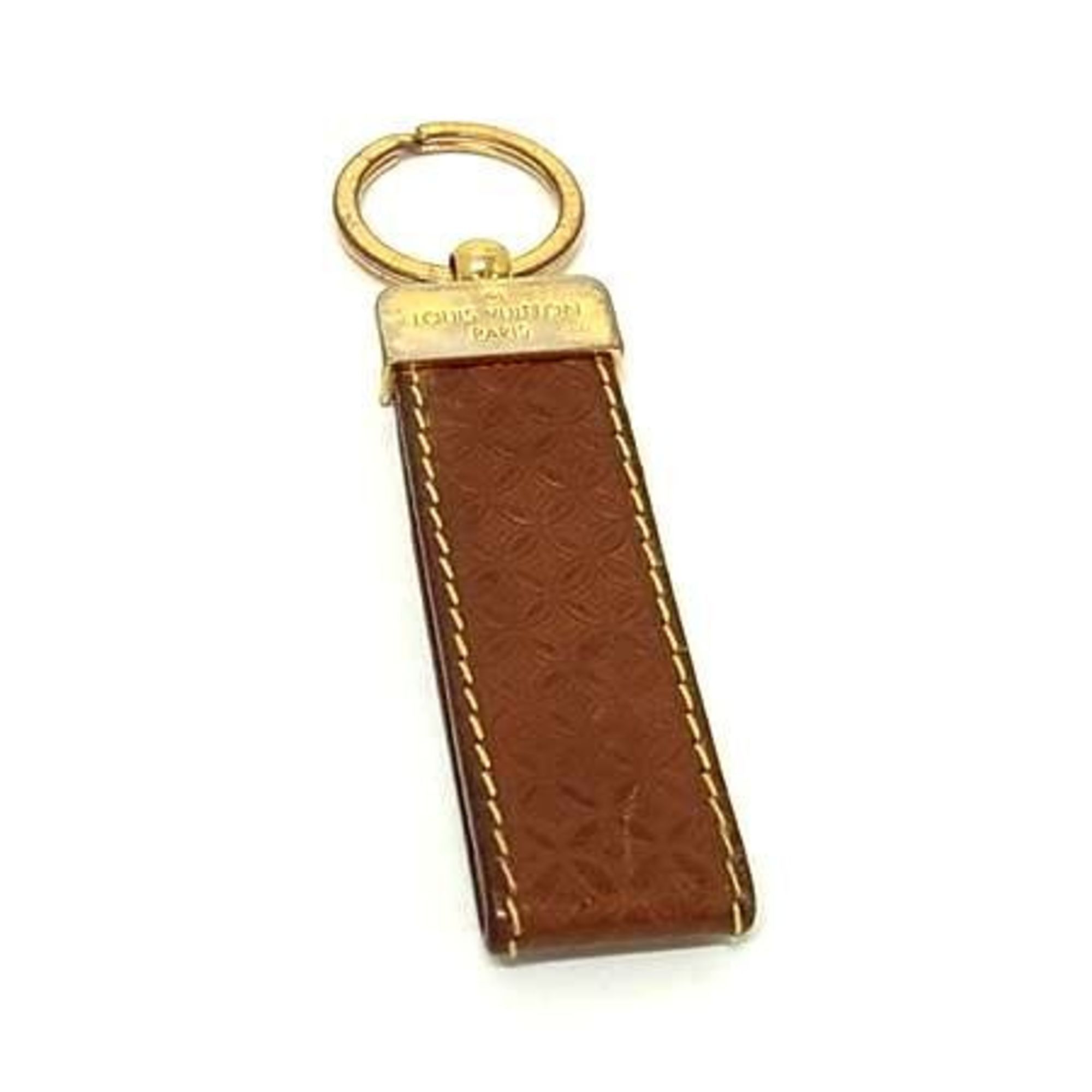 Louis Vuitton LOUIS VUITTON Monogram Porte-Clés Dragonne Keychain M66785 Brown Leather Flower Pattern for Men and Women Size ONE SIZE - 1 Thumbnail