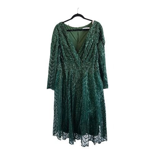 Mac Duggal NWT MAC DUGGAL 20399 Long Sleeve Midi Party Dress Wrap Over Size XL / US 12-14 / IT 48-50 - 5 Thumbnail