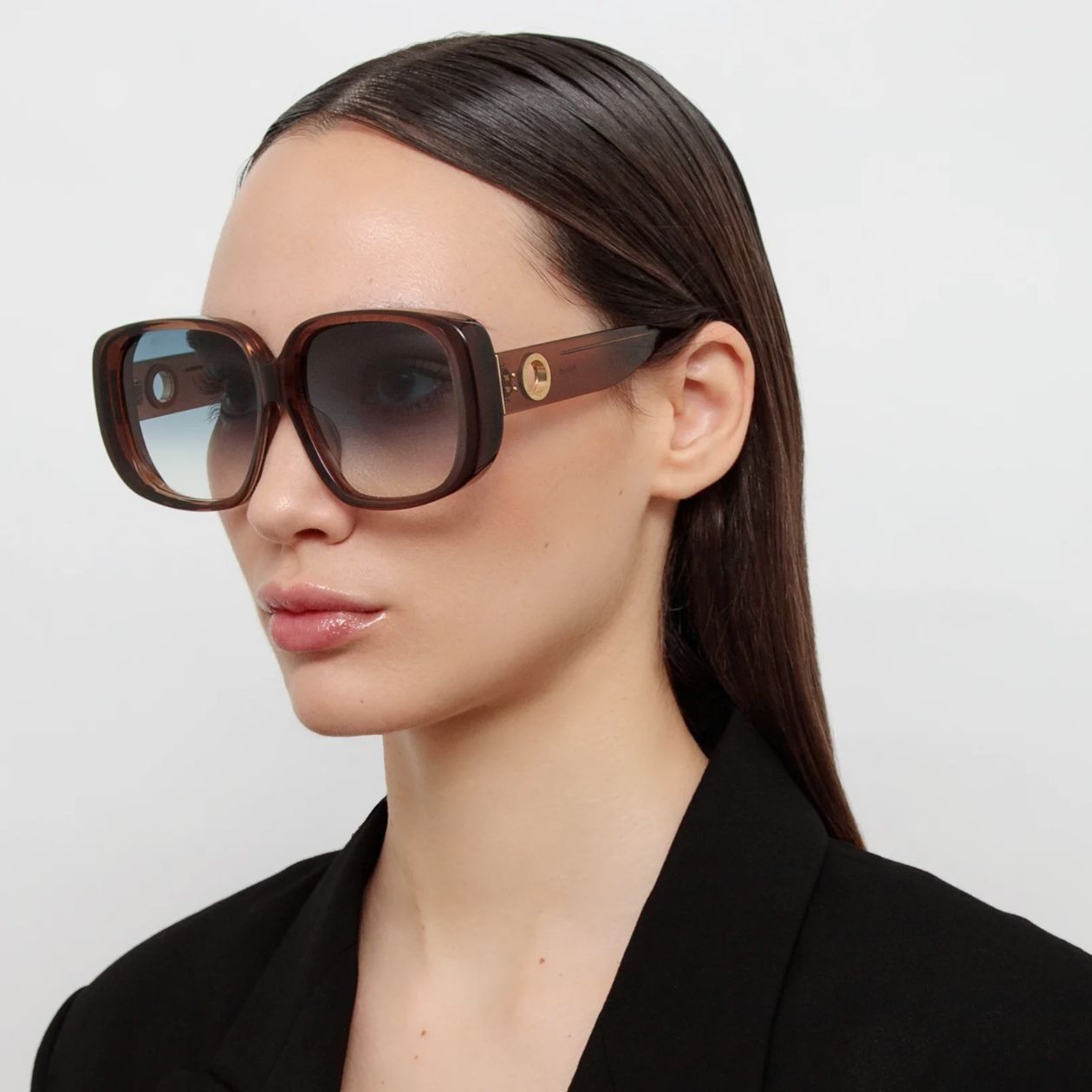 Linda Farrow Linda Farrow Astrid Oversized Sunglasses Brown Aqua $570 NEW Size ONE SIZE - 3 Thumbnail