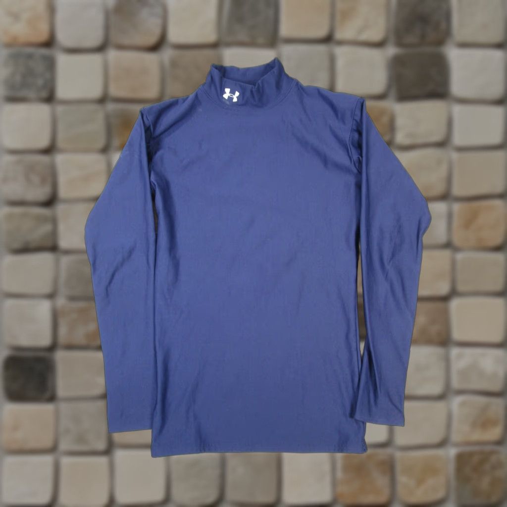 Under Armour VINTAGE Under Armour Shirt Mens Small Blue ColdGear Pullover Mock Neck Activewear Basketball Gym - 90s Theme Mens Size US S / EU 44-46 / 1 - 1 Thumbnail