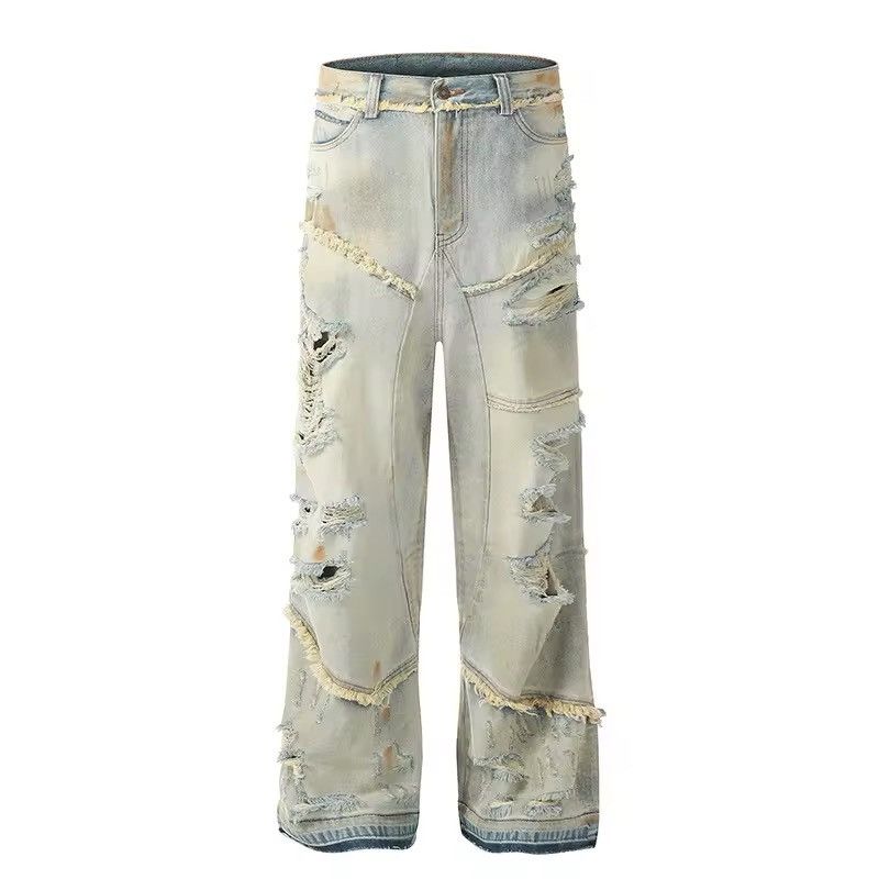 Jean × Vintage Streetwear Washed Hole Ripped Y2k Jeans Size US 34 / EU 50 - 1 Thumbnail