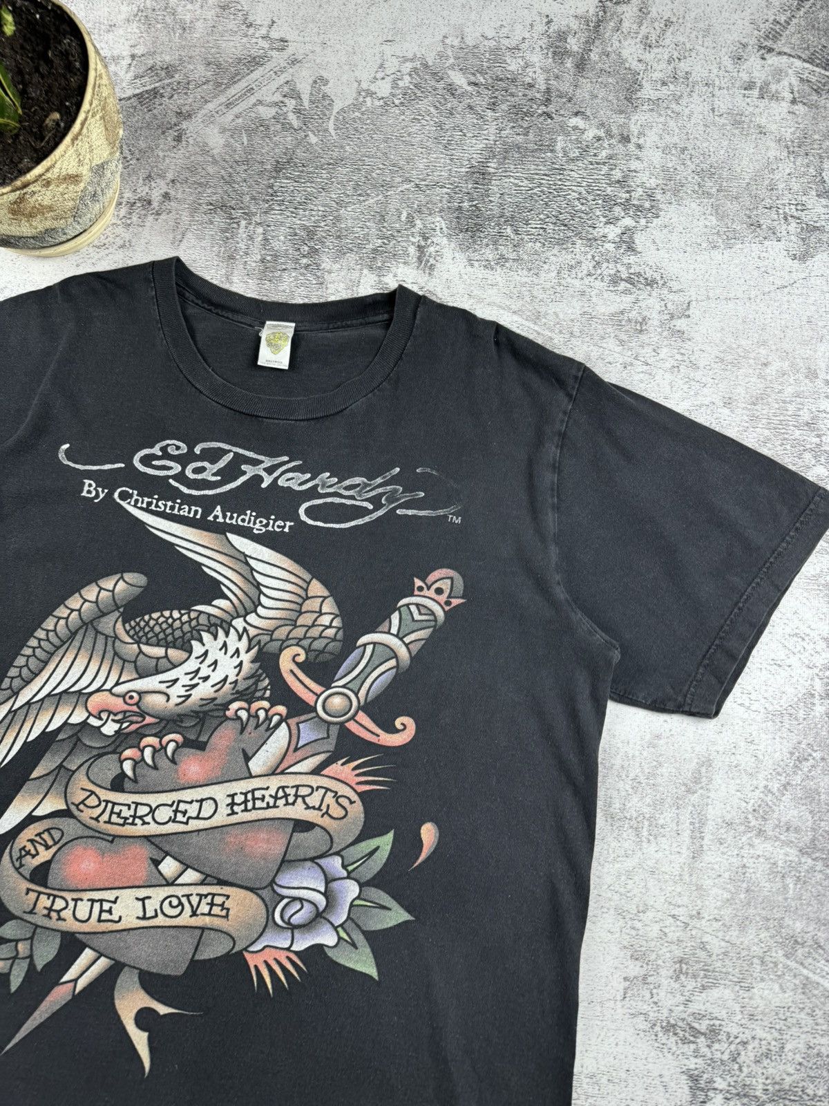Ed Hardy Ed Hardy Christian Audigier Faded Dragon Japanese T Shirt Size US XL / EU 56 / 4 - 6 Thumbnail