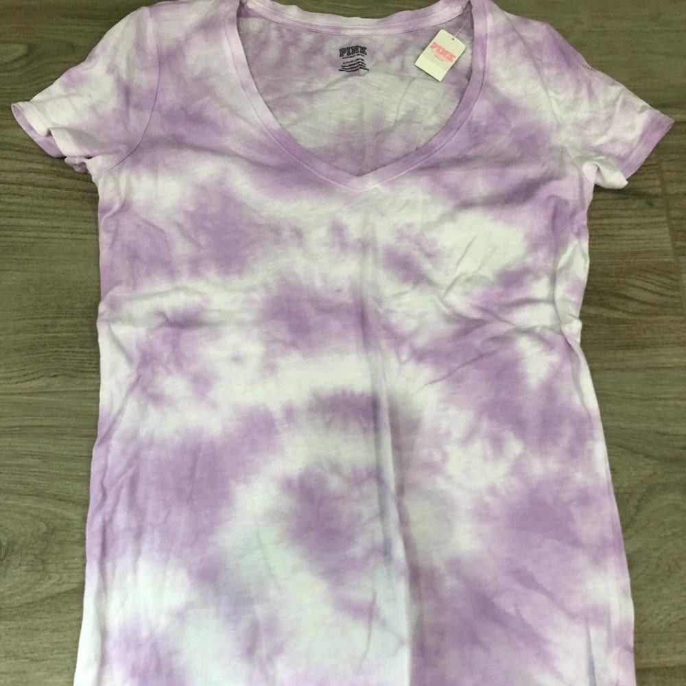 Designer Stylish Purple Tie-Dye V-Neck T-Shirt Size S / US 4 / IT 40 - 2 Thumbnail