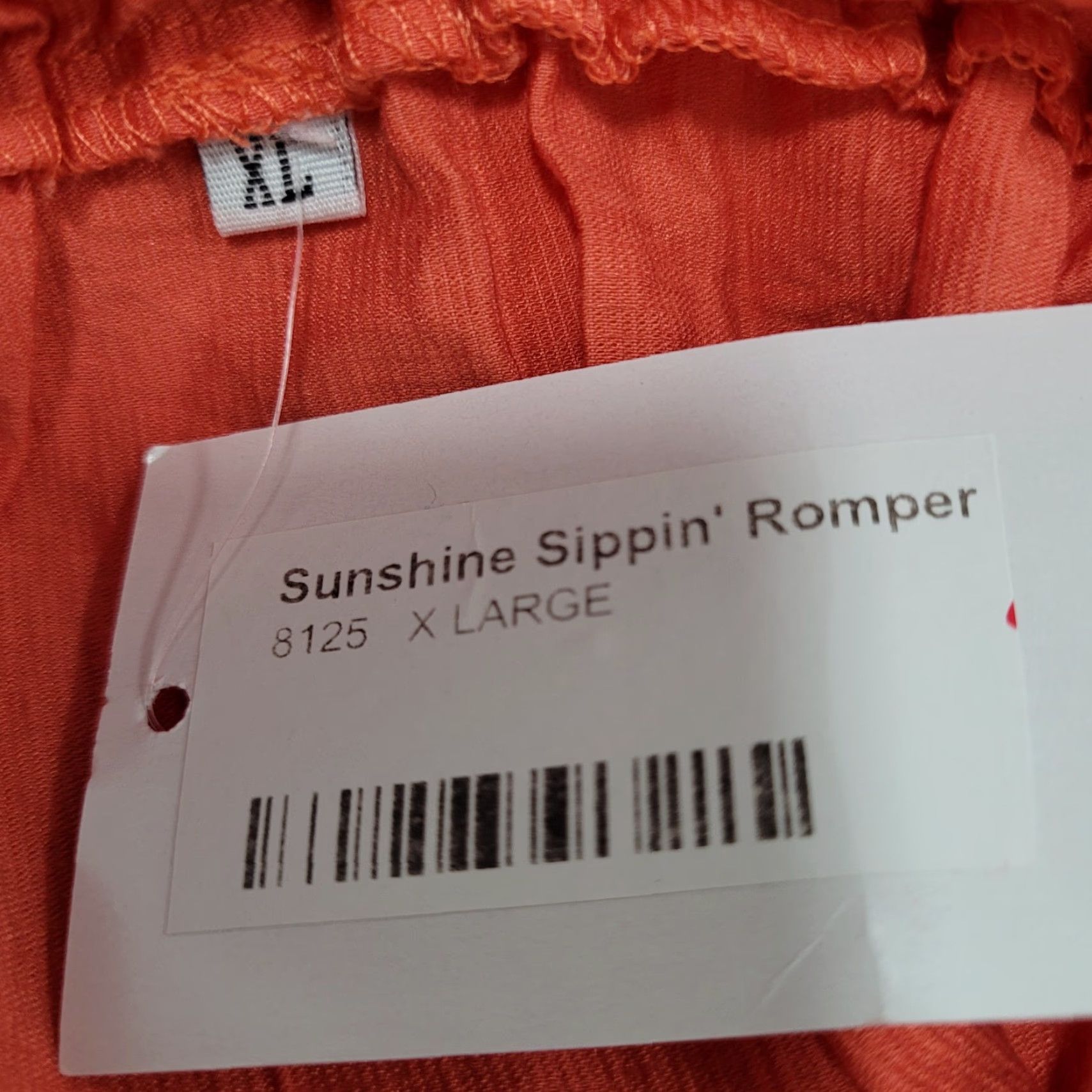 Vintage Kiss Our Glitz Romper NWT Orange Sunshine Sippin Sleeveless Lightweight XL Size 40" / US 18 - 4 Thumbnail