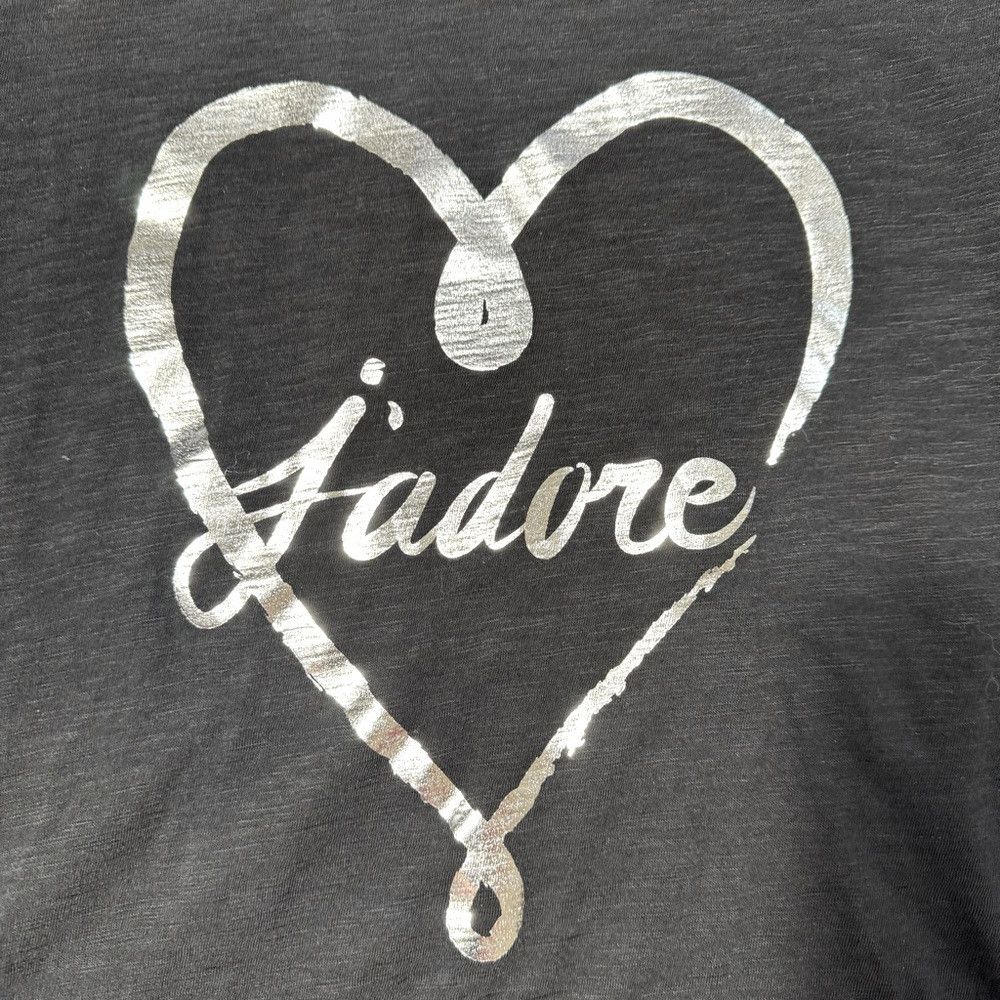 Cinq a Sept NWT New $115 Cinq á Sept Black Tee Foiled Jadore Heart Tee Size S / US 4 / IT 40 - 6 Thumbnail