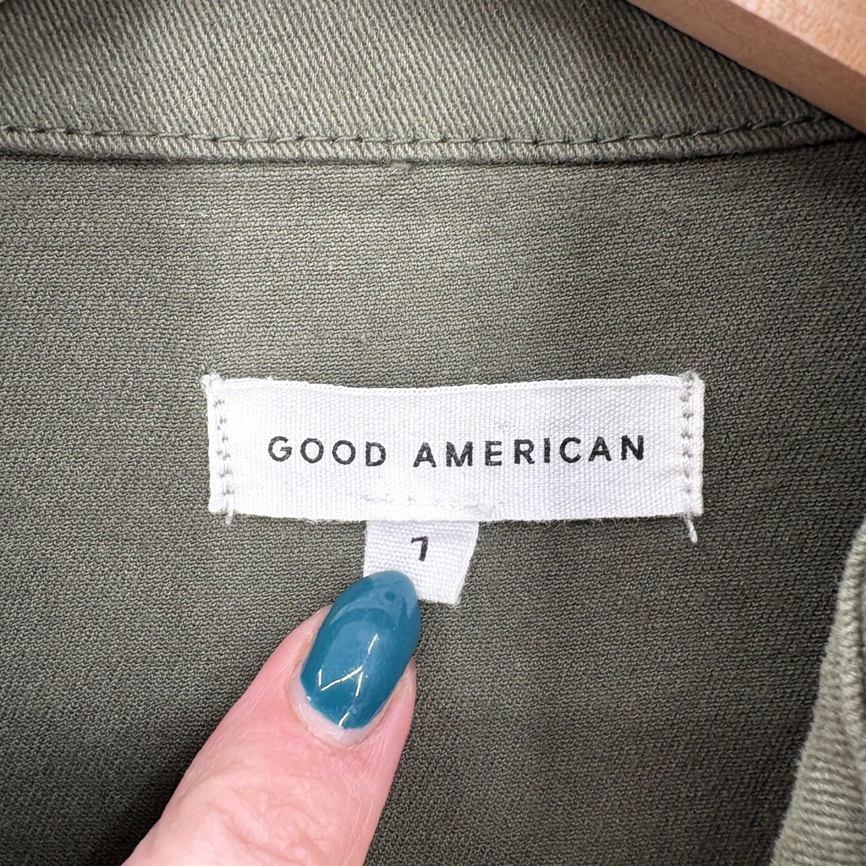 Good American VINTAGE Good American Jumpsuit Womens 7 Green Twill Cotton Blend Long Sleeve Solid 1 Piece Casual Travel Size 28" / US 6 / IT 42 - 3 Thumbnail