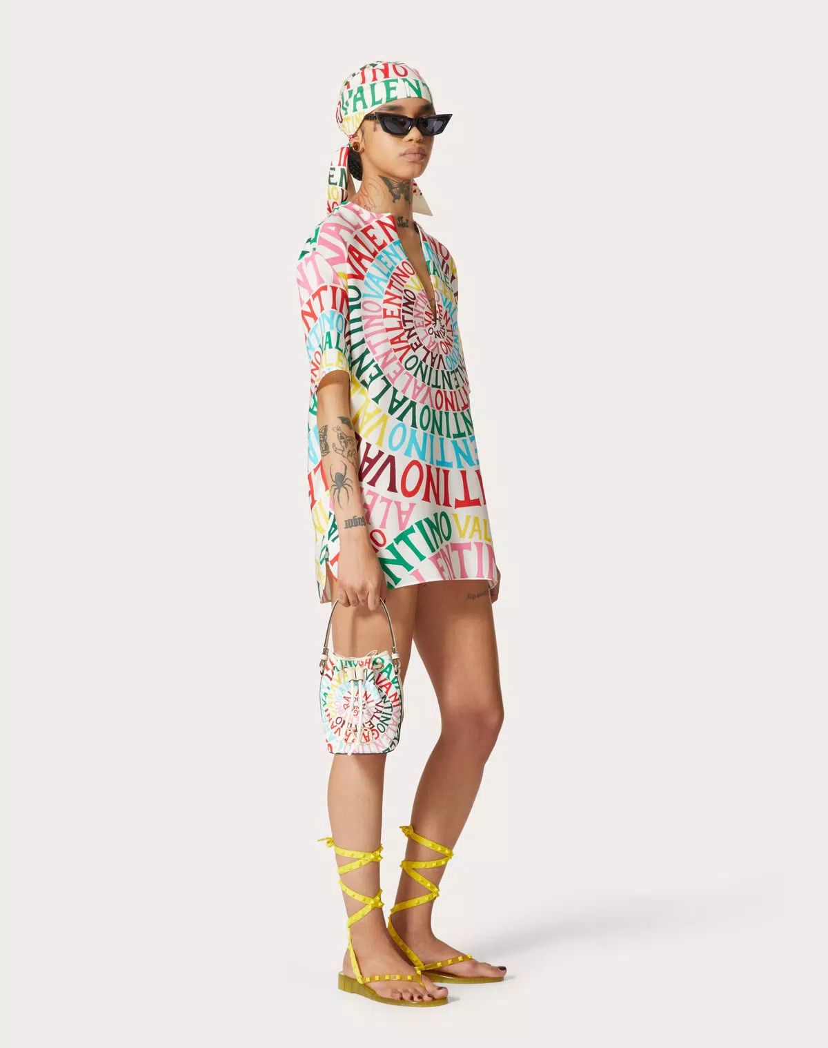 Valentino o1s1wg110625 Loop Crepe De Chine Dress in Multicolor Size M / US 6-8 / IT 42-44 - 3 Thumbnail