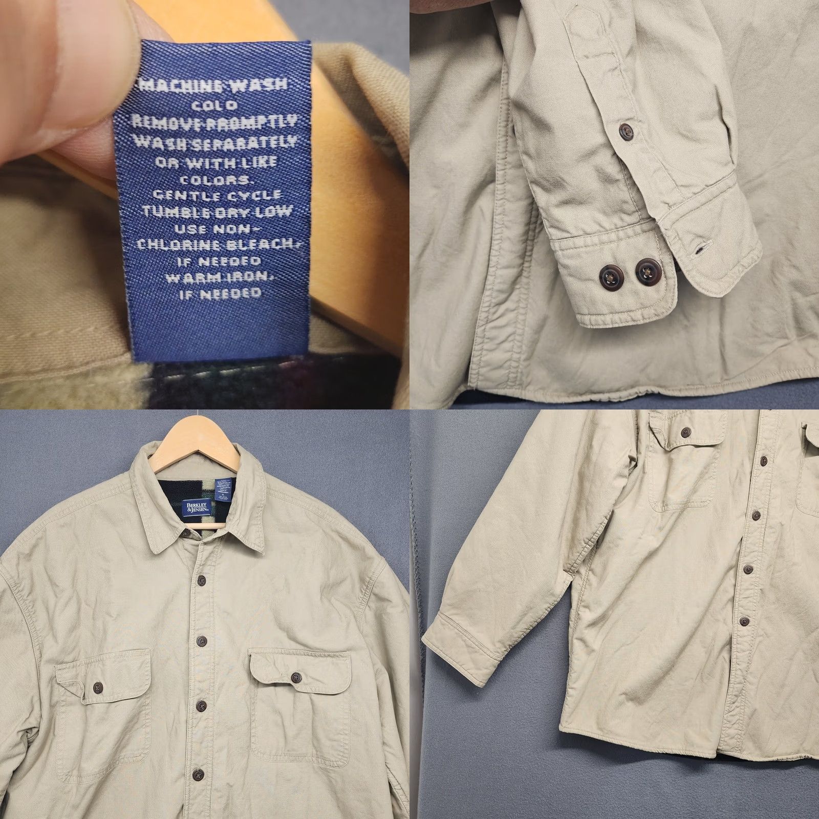 Vintage VINTAGE Berkley & Jensen Shacket Shirt Jacket Mens XL Beige Fleece Lined Plaid Size US XL / EU 56 / 4 - 8 Thumbnail
