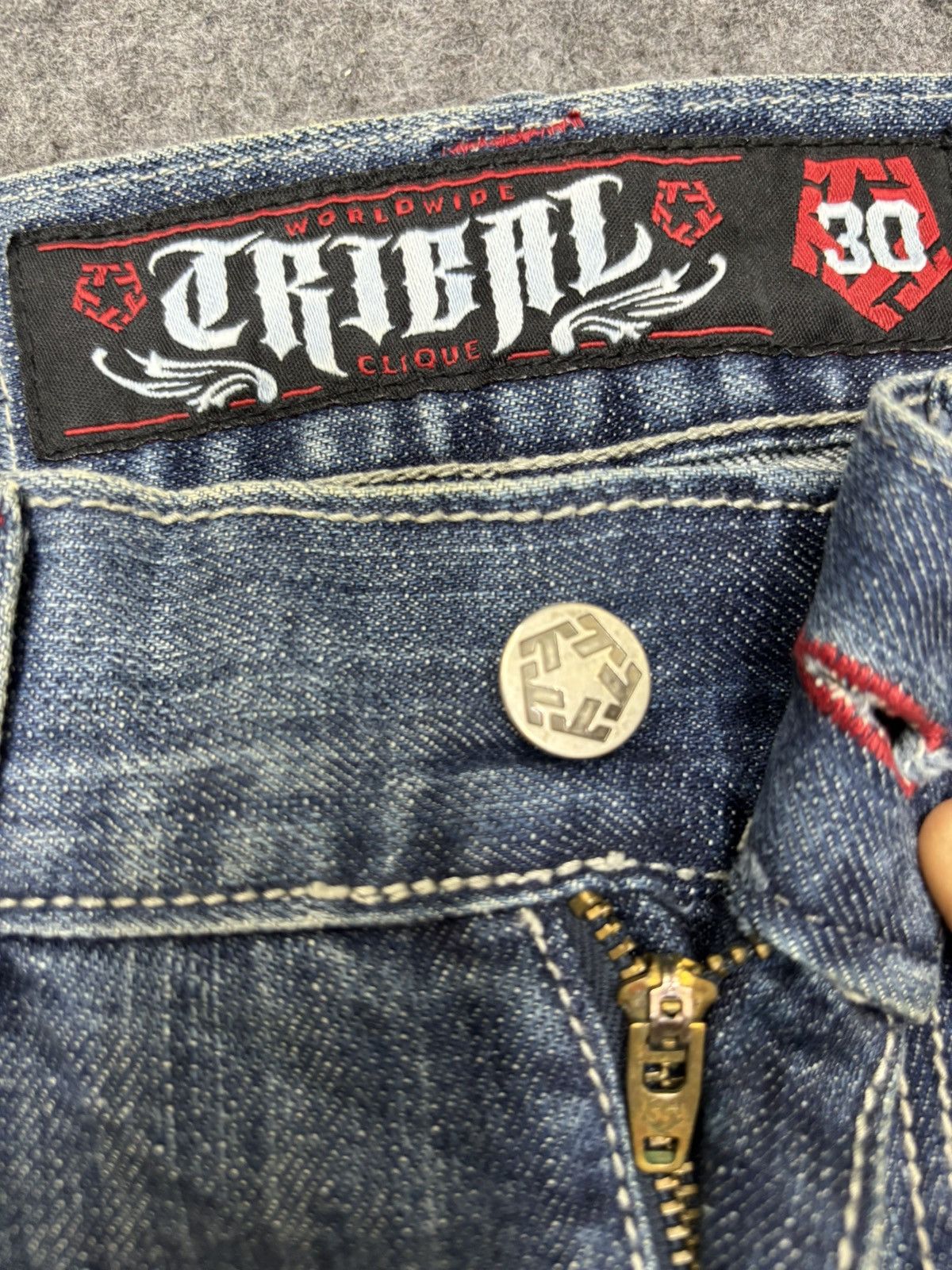 Japanese Brand 💥Dragon Embroidery💥Tribal Insane Blue Wash Denim F652 Size US 34 / EU 50 - 12 Thumbnail