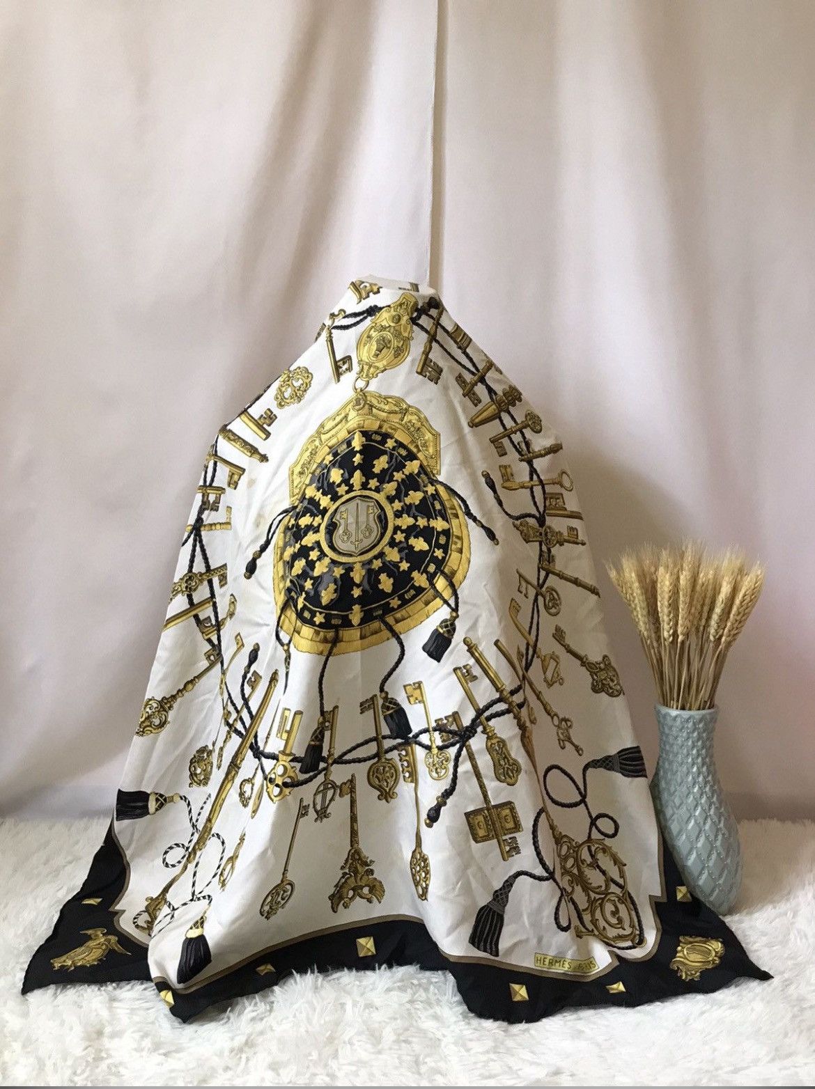 Hermes Paris Key Design Silk Scarf