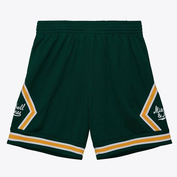 Designer × Mitchell & Ness NWT MITCHELL & NESS GREEN DIAMOND SCRIPT SHORTS SZ 2XL XXL Size US 36 / EU 52 - 1 Thumbnail