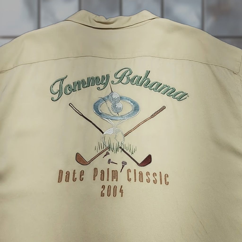Tommy Bahama VINTAGE Tommy Bahama Shirt Mens XL Beige Date Palm Classic Golf Short Sleeve Aloha 90s Beach California Hawaiian Outdoor Retro Dad Mens Size US XL / EU 56 / 4 - 1 Thumbnail