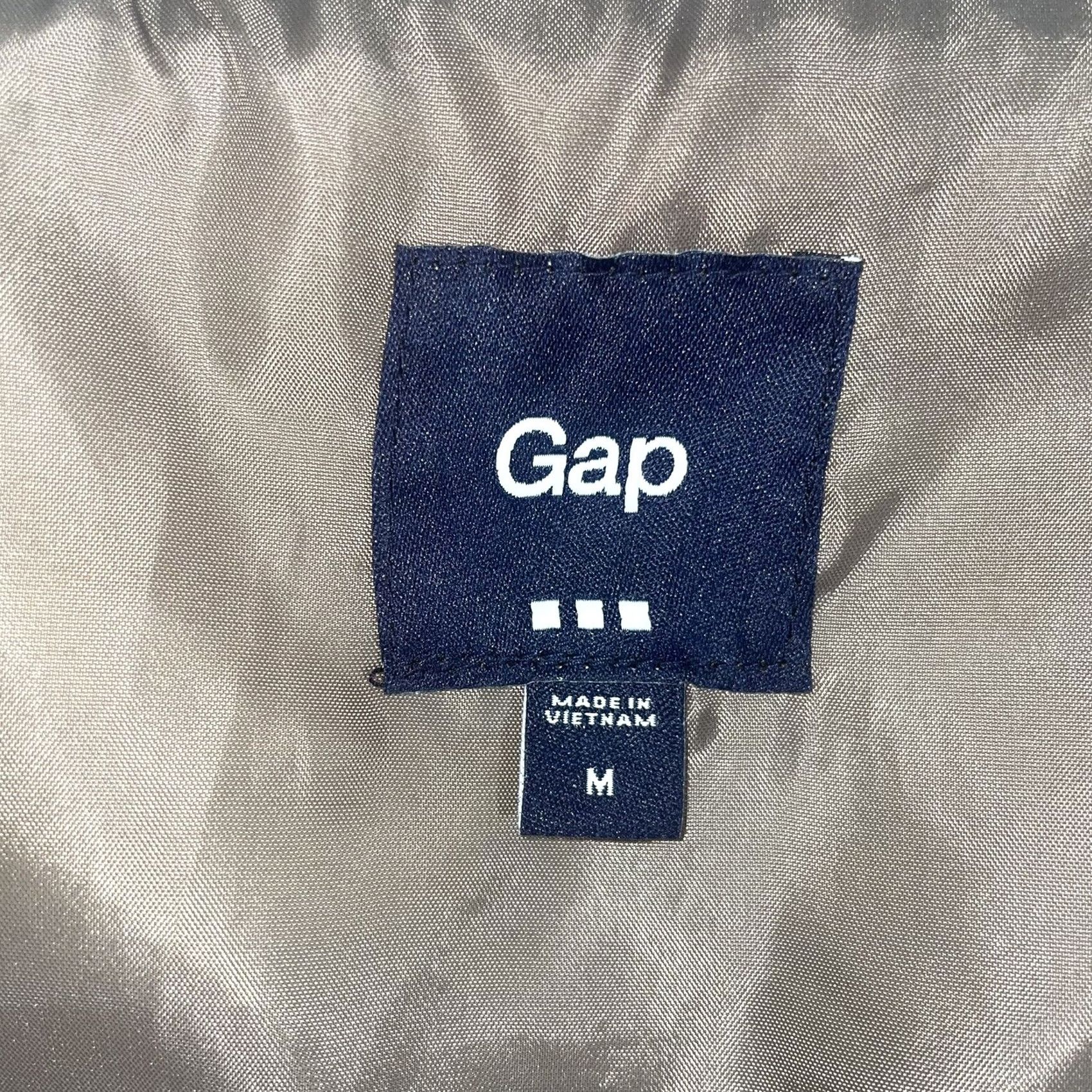 Gap Gap Womens Medium Puffer Vest Zip Snap Front Taupe Brown High Neck Gathered Back Vest Size M / US 6-8 / IT 42-44 - 6 Thumbnail