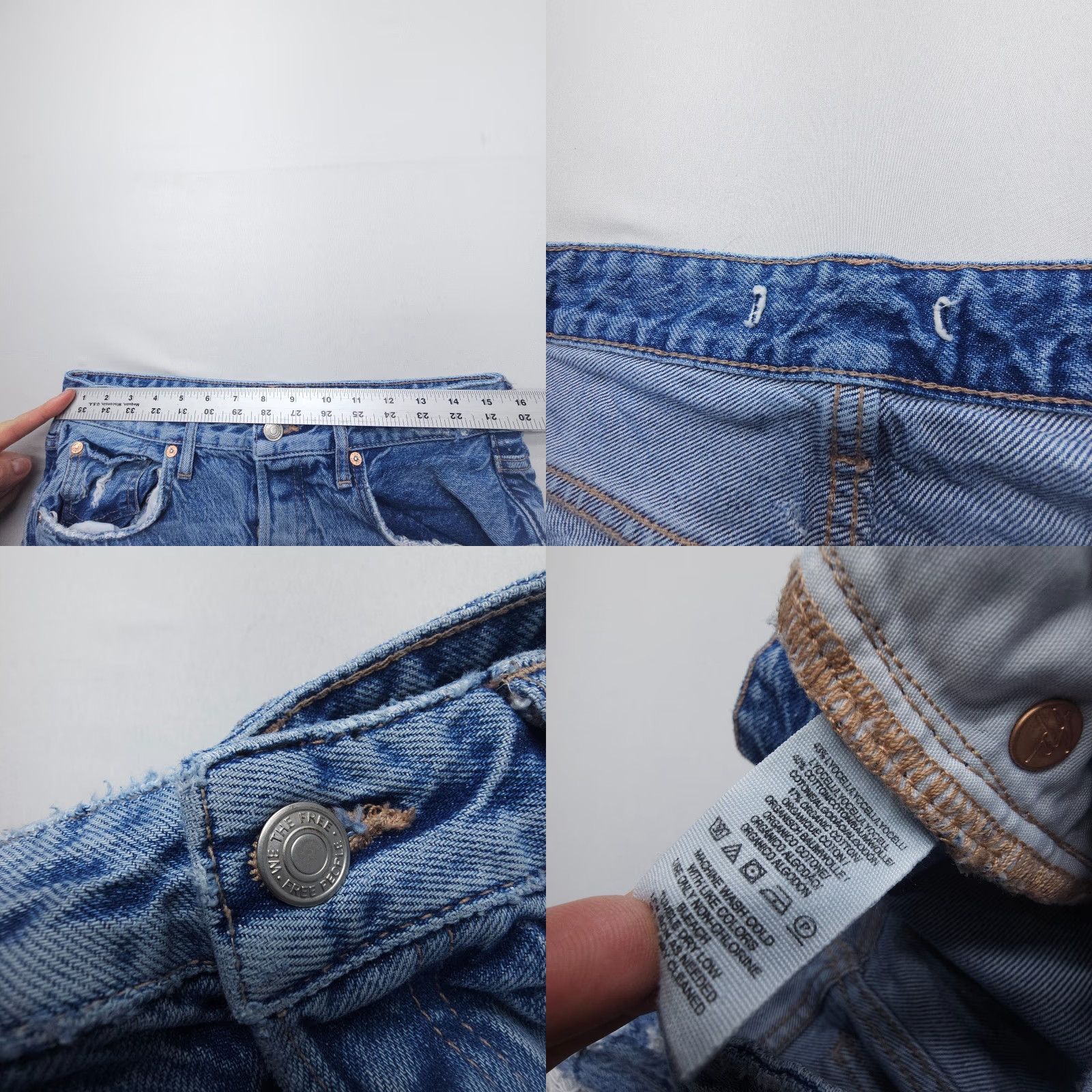 Free People Free People We The Free Distressed Crop Jeans Womens 31 x 25 Button Fly Denim Size 24" / US 00 / IT 34 - 8 Thumbnail