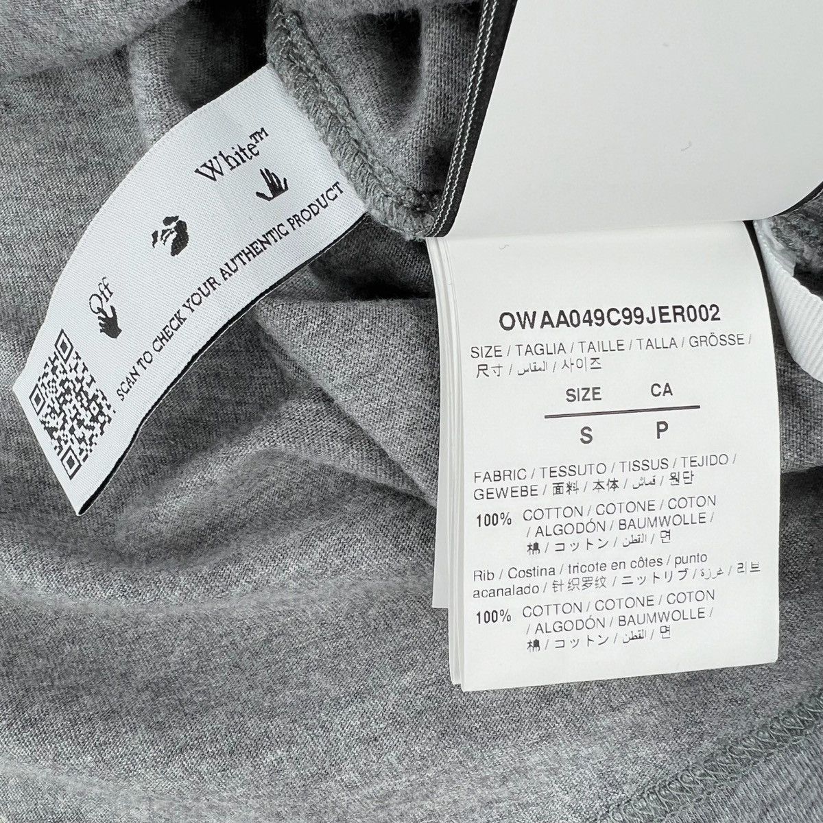 Off-White Off-White Rubber Diagonal Grey T Shirt Size US S / EU 44-46 / 1 - 5 Thumbnail