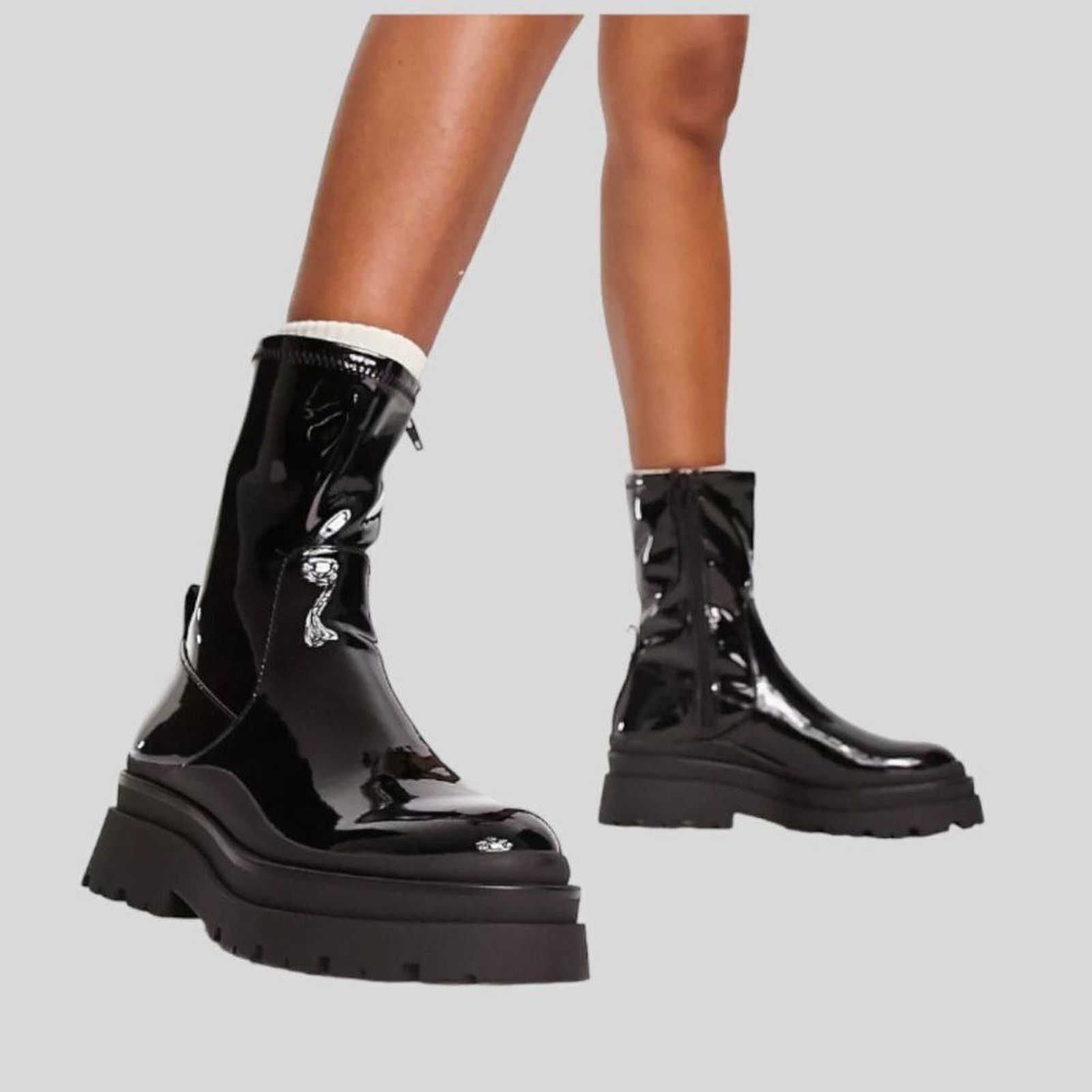 Aldo Big Shot Sock Boots Black Patent Size NWT $165 MSRP