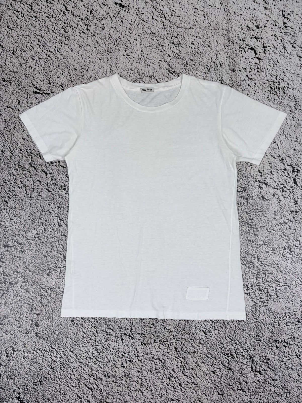 Miu Miu Miu Miu Archival Logo Patch White Tee Shirt size S Size S / US 4 / IT 40 - 1 Thumbnail