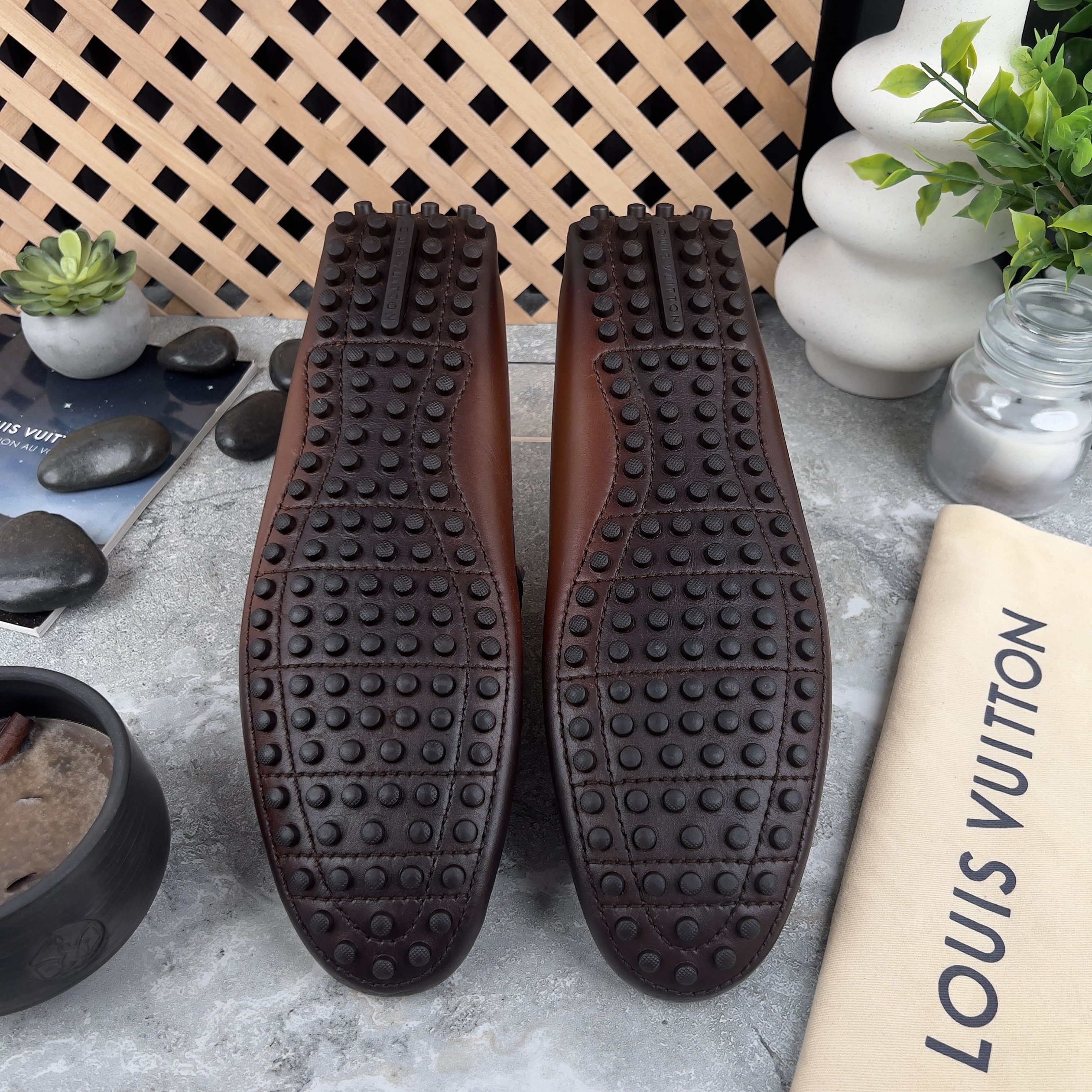 Louis Vuitton Hockenheim Driving Moccasin Patina Brown Leather Size US 9 / EU 42 - 8 Thumbnail