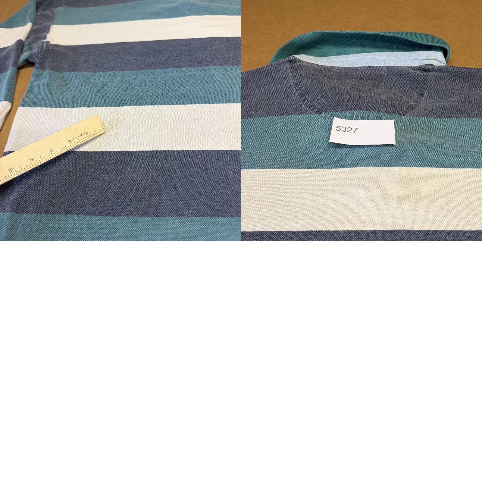 Vintage VINTAGE Nuovo County Seat Polo Shirt Mens L Striped Rugby Cotton Teal Navy 90s Size US L / EU 52-54 / 3 - 10 Thumbnail