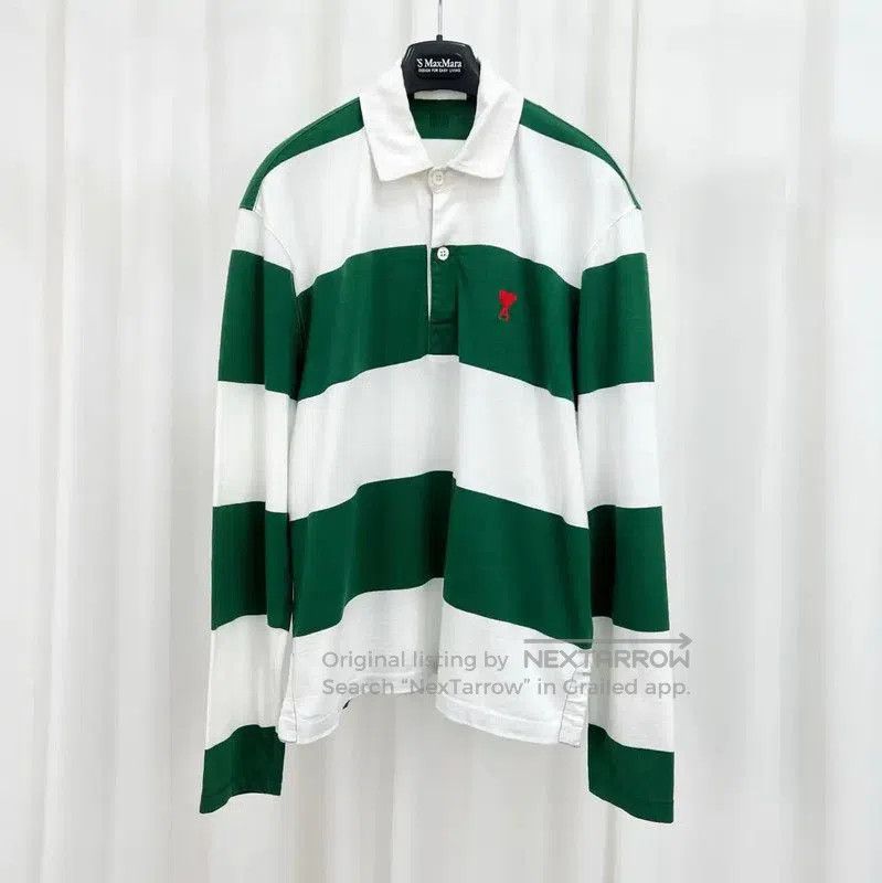 AMI AMI Striped Long Sleeve Polo Shirt for Men . Size US S / EU 44-46 / 1 - 1 Thumbnail