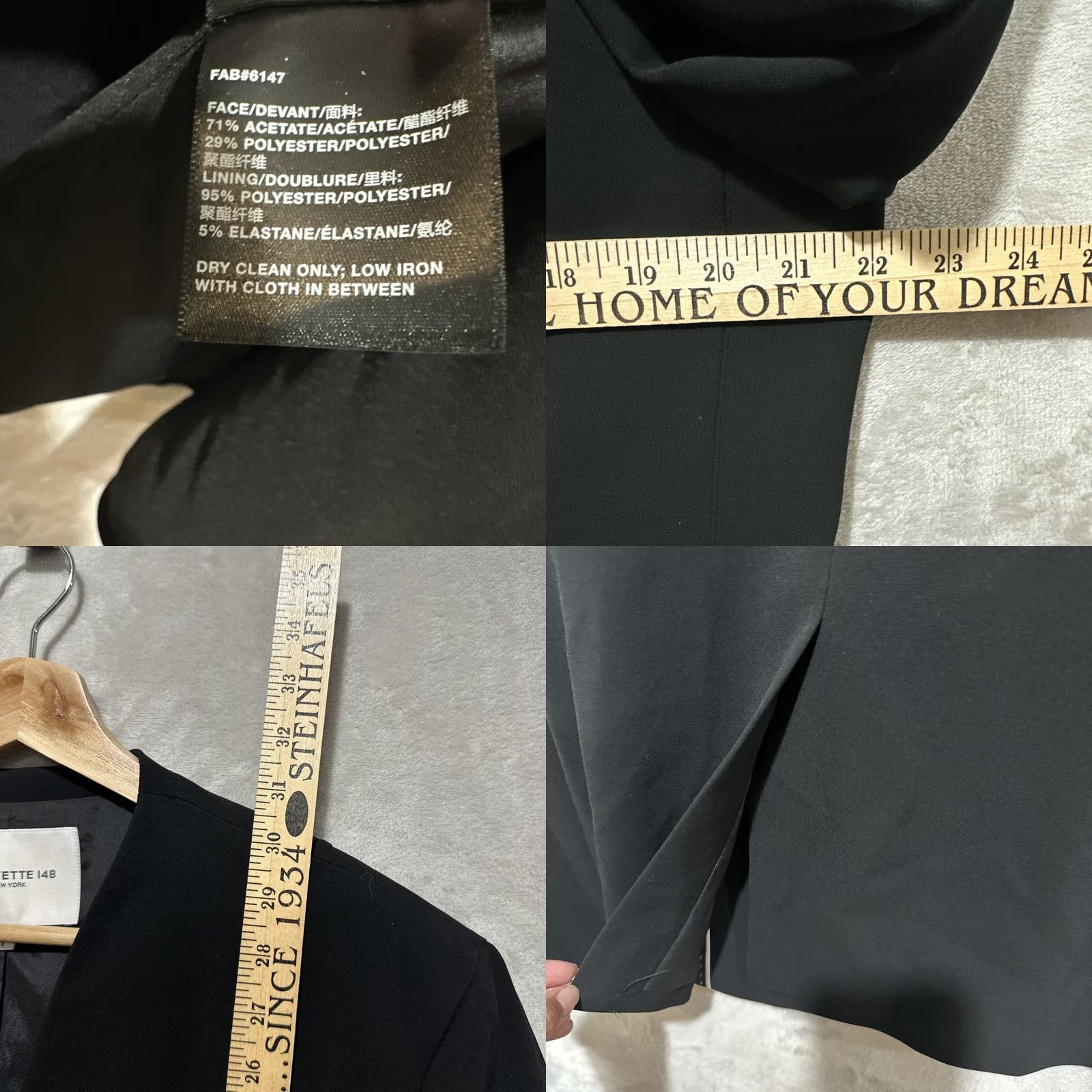 Vintage Lafayette 148 New York V-Neck Blazer Women's 14 Black Hook and Eye Dressy Business Suit Jacket Blazer Size XL / US 12-14 / IT 48-50 - 8 Thumbnail