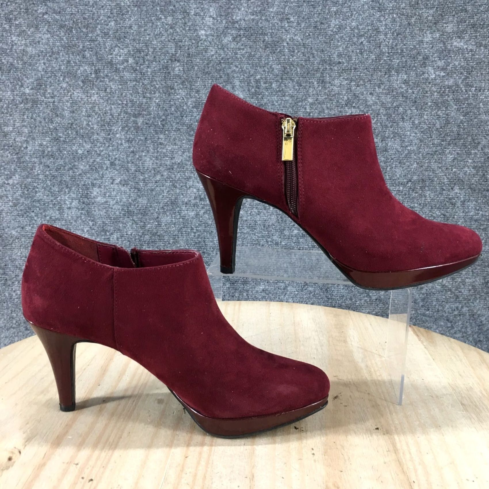Liz Claiborne Liz Claiborne Boots Womens 9 M Casual Side Zip Stiletto Red Ankle Bootie Shoe Size US 9 / IT 39 - 2 Thumbnail