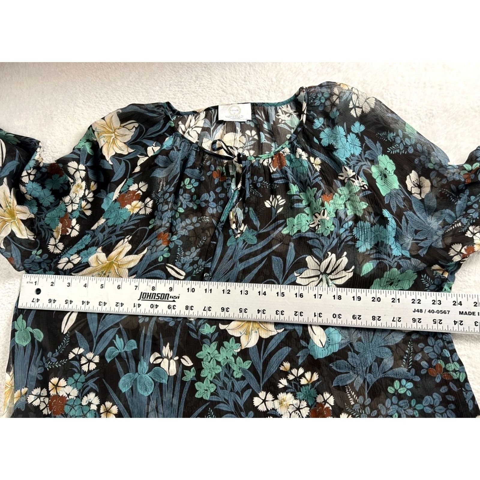 Vintage Marina Rinaldi Voyage Womens Floral Sheer Blouse Top Long Sleeve Lightweight L Size L / US 10 / IT 46 - 6 Thumbnail