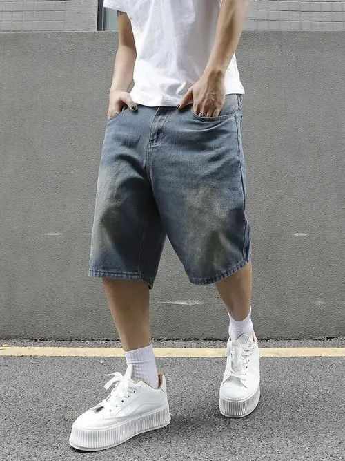 Jean Washed Y2k Shorts Jorts Distressed Denim Size US 32 / EU 48 - 1 Thumbnail