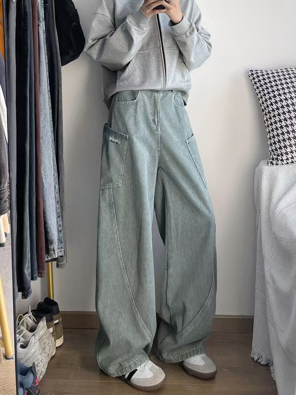 Japanese Brand × Jean American high street retro loose striped scimitar jeans Size US 32 / EU 48 - 5 Thumbnail