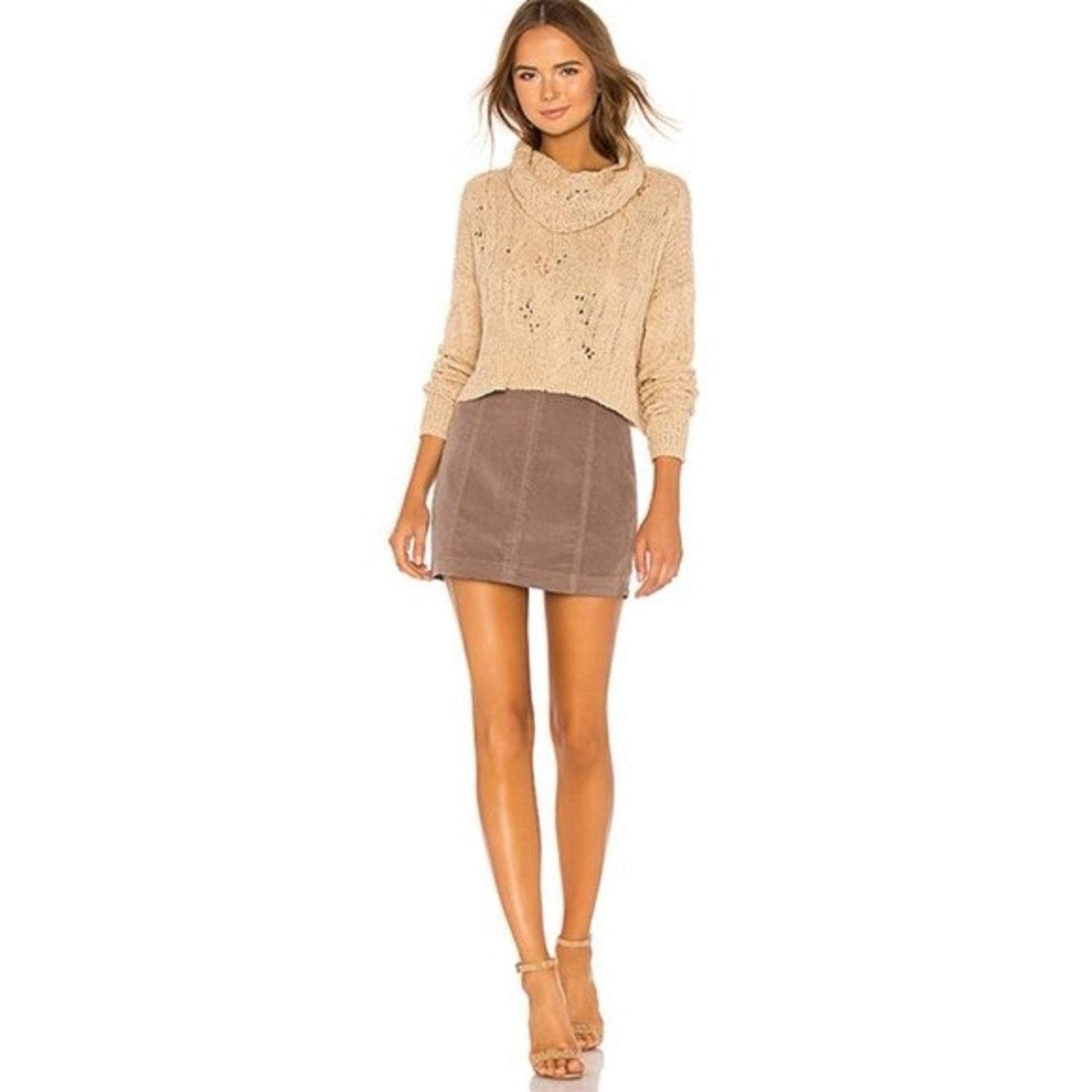 Free People Free People Modern Femme Corduroy Mini Skirt Womens 2 Taupe Size 26" / US 2 / IT 38 - 2 Thumbnail