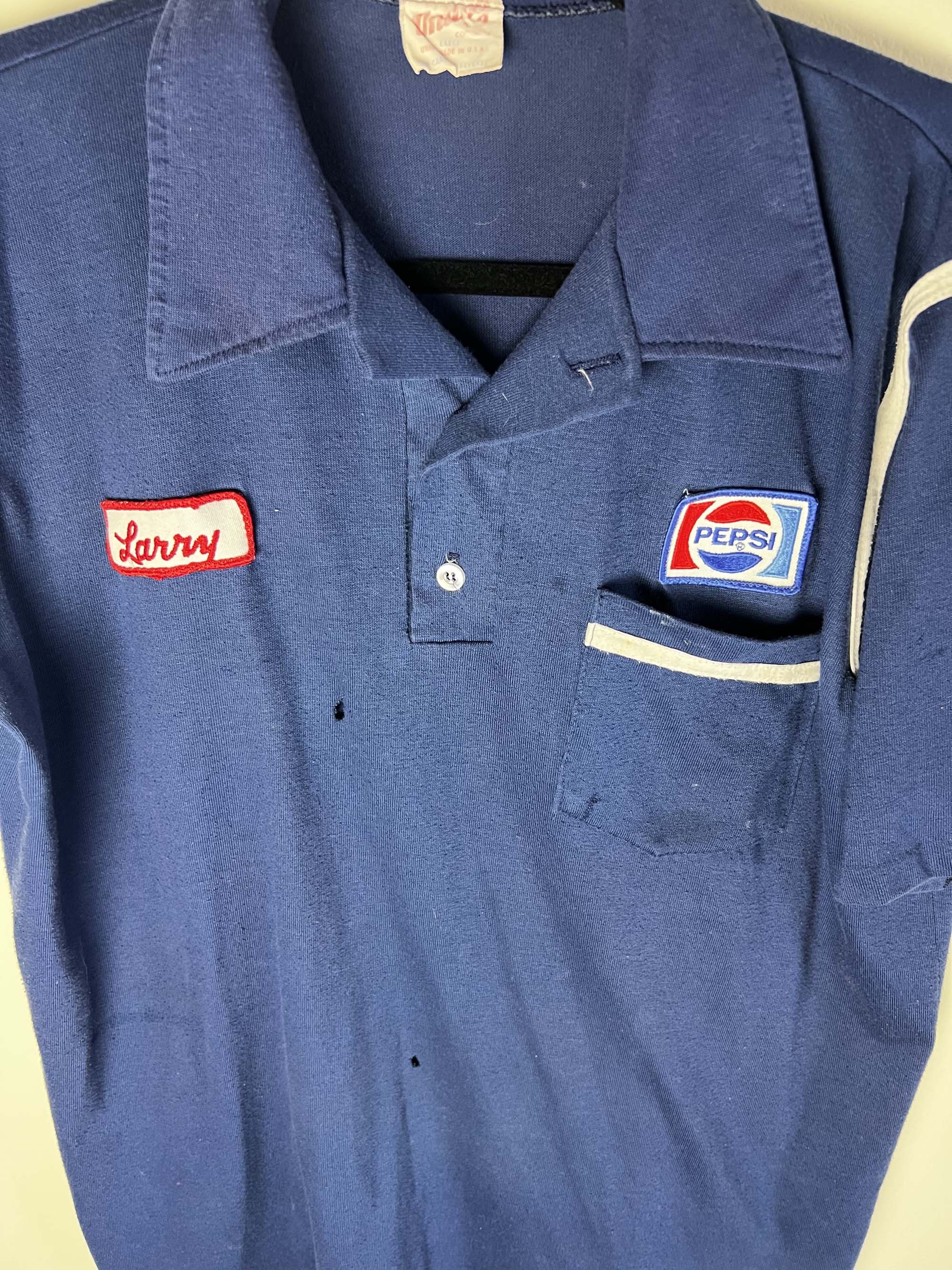 Pepsi Vintage 1970's Pepsi Polo Work Shirt - Name Tag : Larry Size US L / EU 52-54 / 3 - 4 Thumbnail