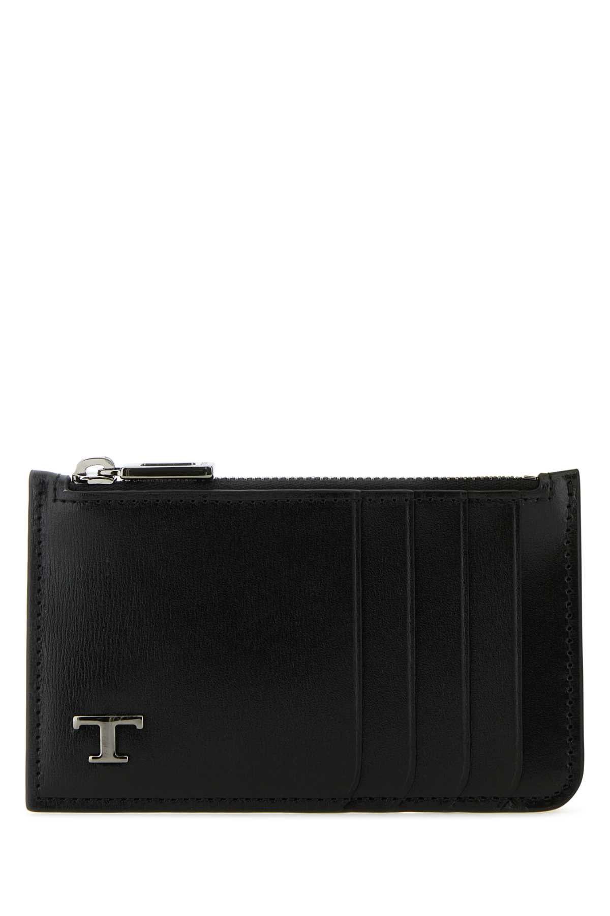 image of Tods Black Leather Card Holder, Men's