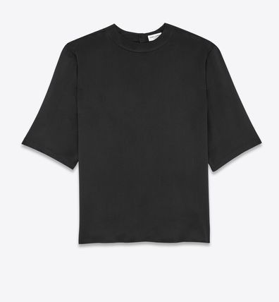 Saint Laurent Paris oc11z0126 771031 T Shirt in Silk satin in Black Size US S / EU 44-46 / 1 - 1 Thumbnail