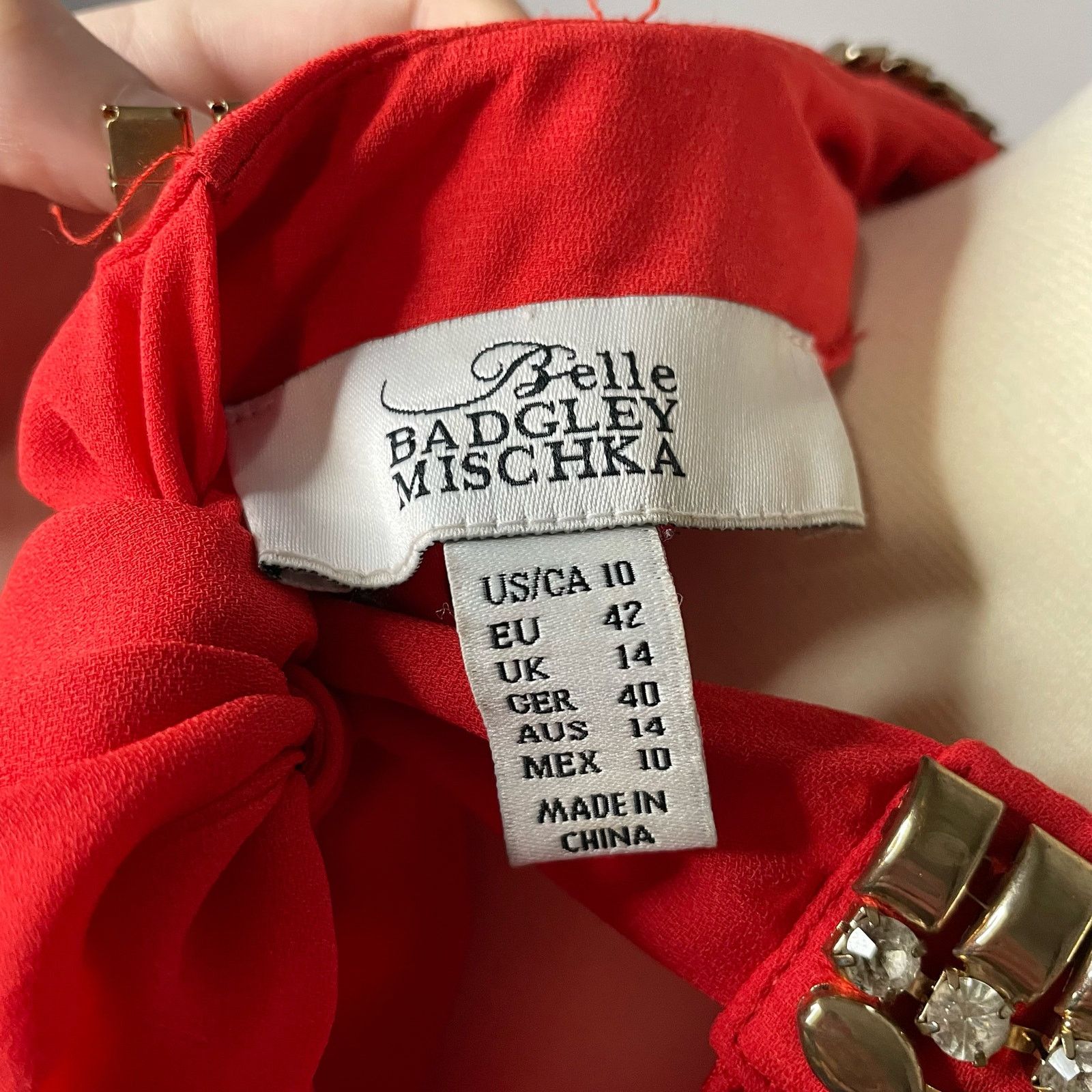 Badgley Mischka Belle Badgley Mischka Dress 10 Red Orange Pleated Halter Size L / US 10 / IT 46 - 7 Thumbnail