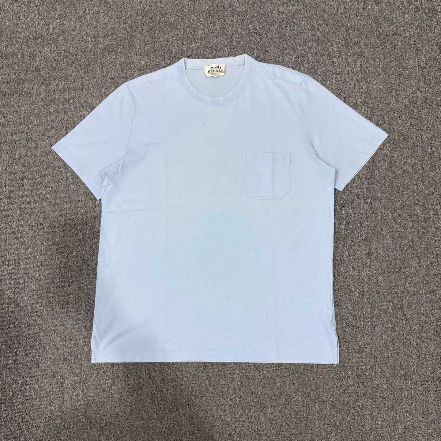 Hermes Hermes Blue Chest Pocket Short Sleeve L 95 New Size L / US 10 / IT 46 - 1 Thumbnail