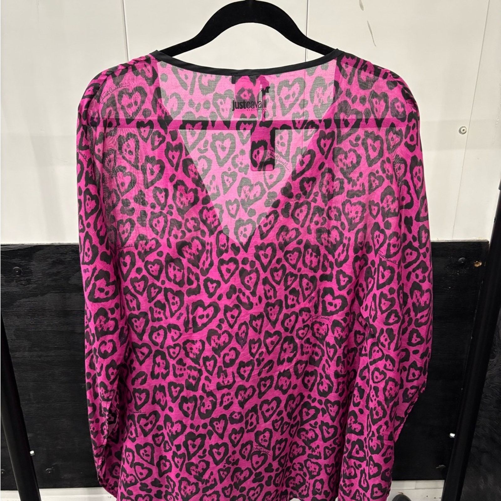 Just Cavalli NWT Just Cavalli Fuchsia Leopard kaftan cover up beachwear S Size ONE SIZE - 5 Thumbnail