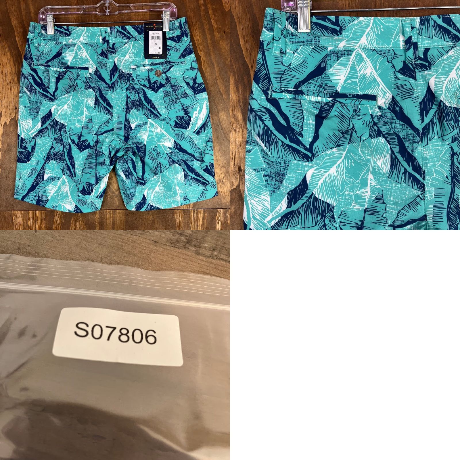 Vintage Margaritaville Mens Shorts Turquoise UPF 30+ Quick Dry 4 Way Stretch (S) 30 Bermuda Casual Beach Size US 30 / EU 46 - 9 Thumbnail