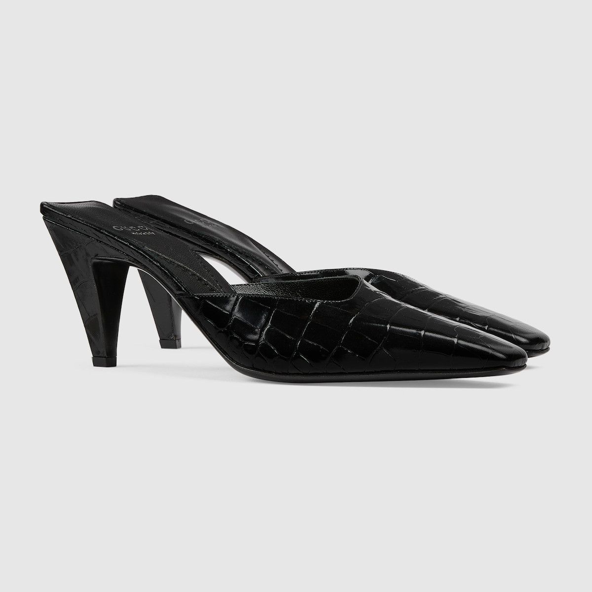 Gucci o1s1wg110225 Women's Crocodile Printed Mule Sandals in Black Size US 10.5 / IT 40.5 - 2 Thumbnail