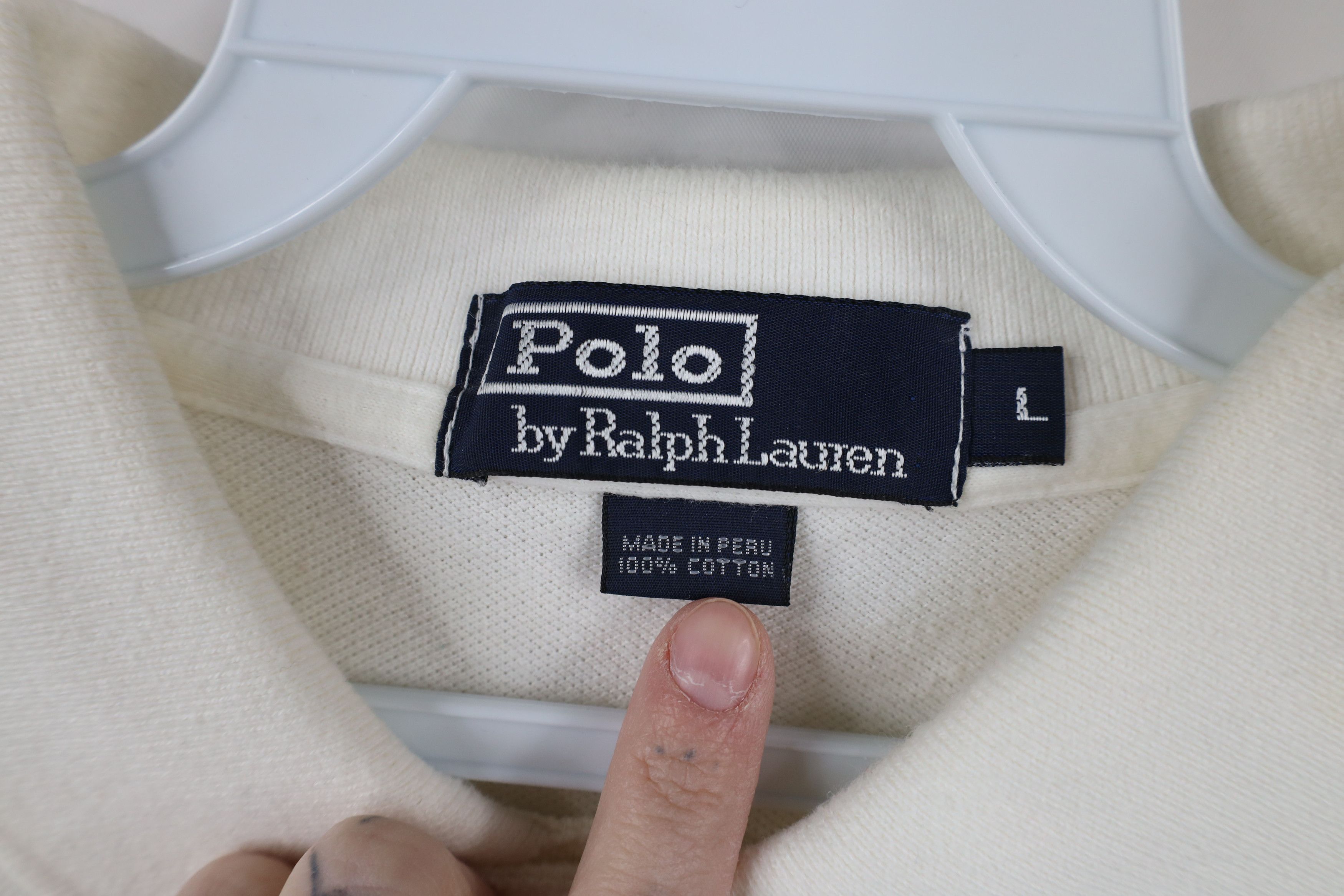 Ralph Lauren × Vintage Vintage 90s Ralph Lauren Short Sleeve Polo Shirt White Size US L / EU 52-54 / 3 - 8 Thumbnail