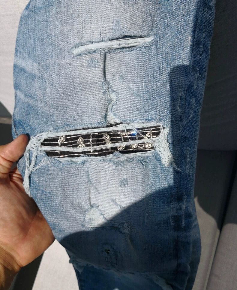 Amiri Amiri music note patched blue jeans Size US 32 / EU 48 - 4 Thumbnail