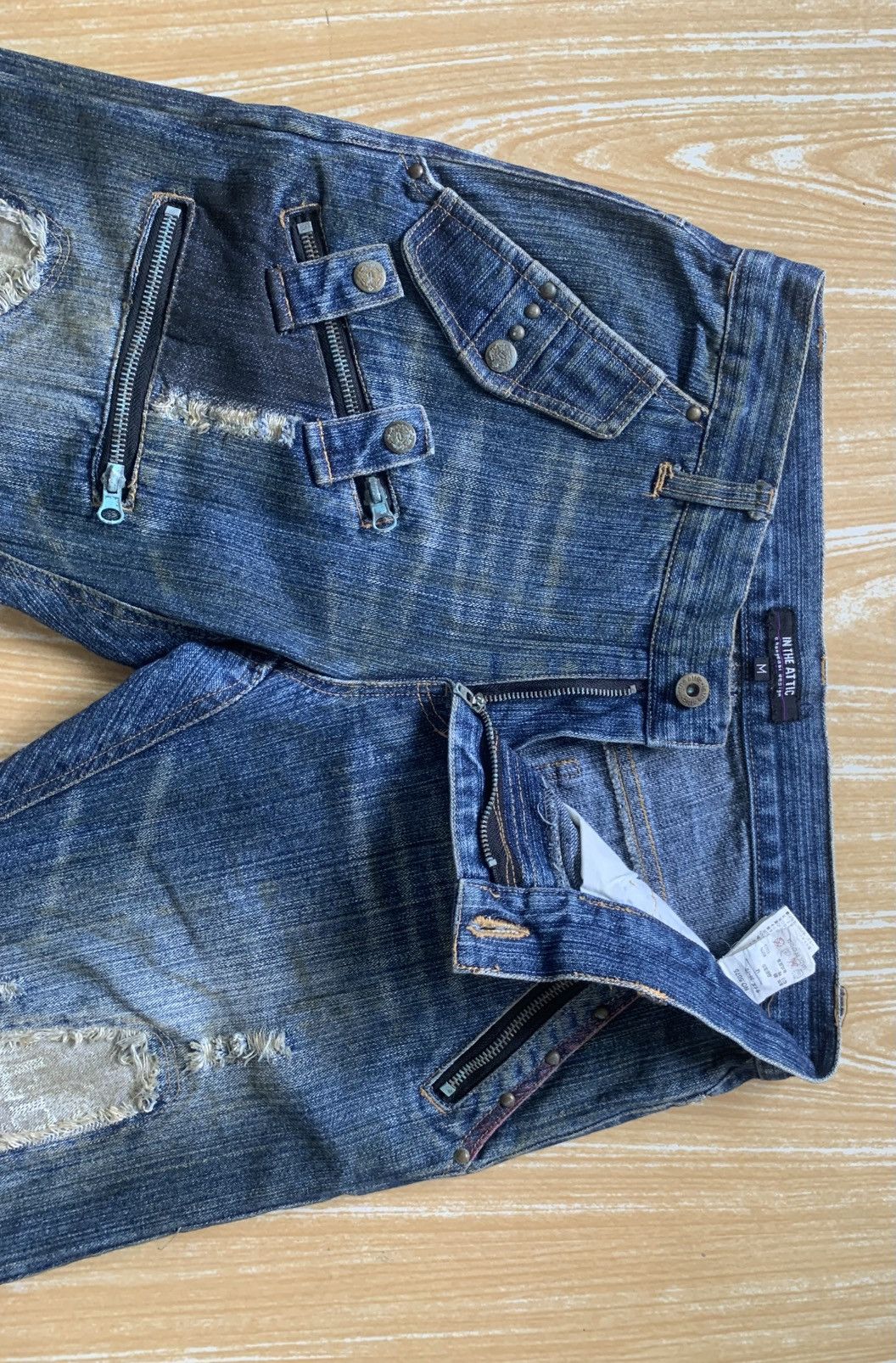 In The Attic Rare Distressed In The Attic Flare Denim Jeans Pants Size US 31 - 21 Thumbnail